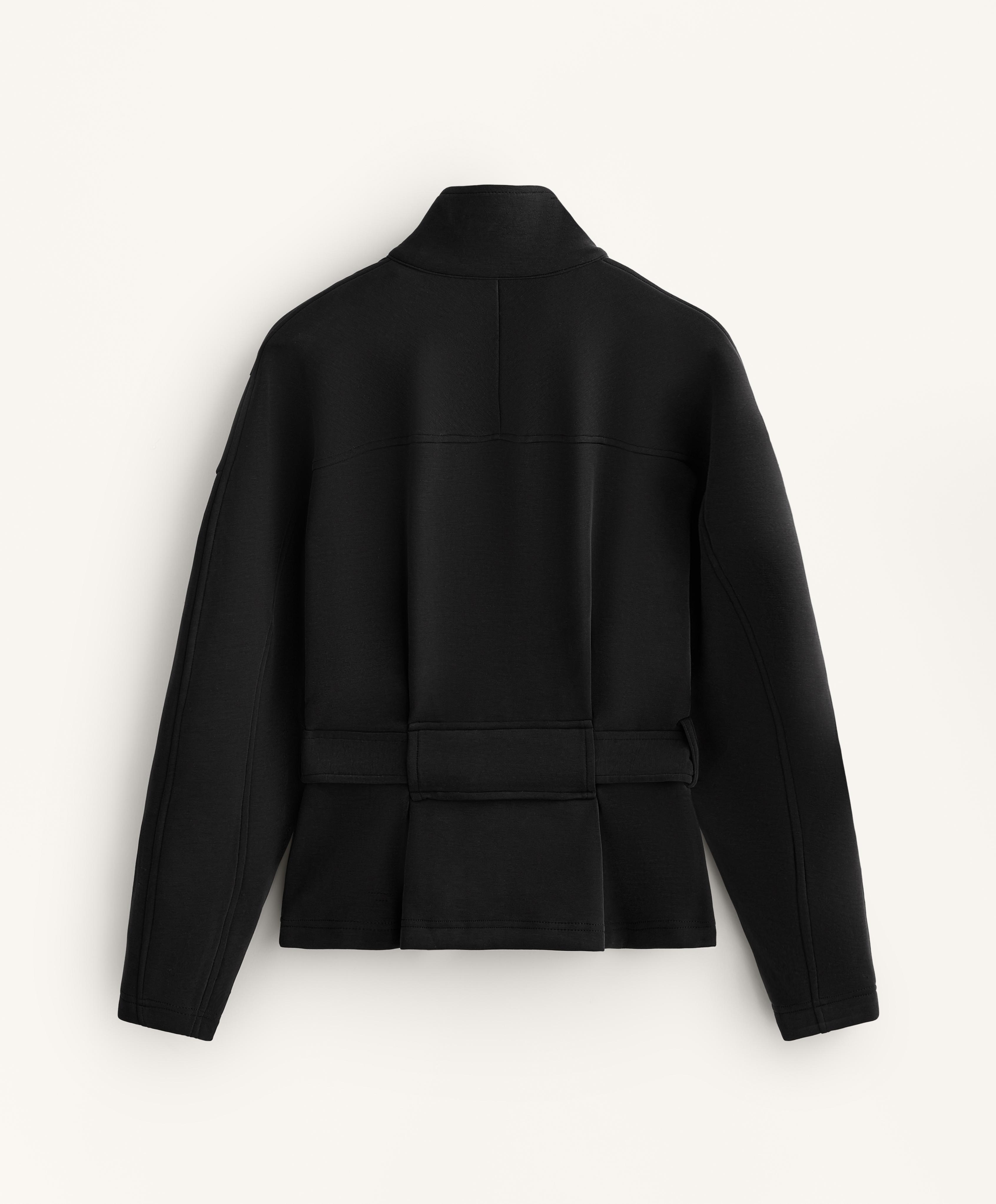 Belted jacket with brushed modal — BLACK
