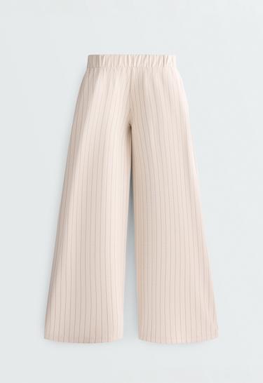 Wide-leg crop trousers with pleats and stripes — SANDY           10