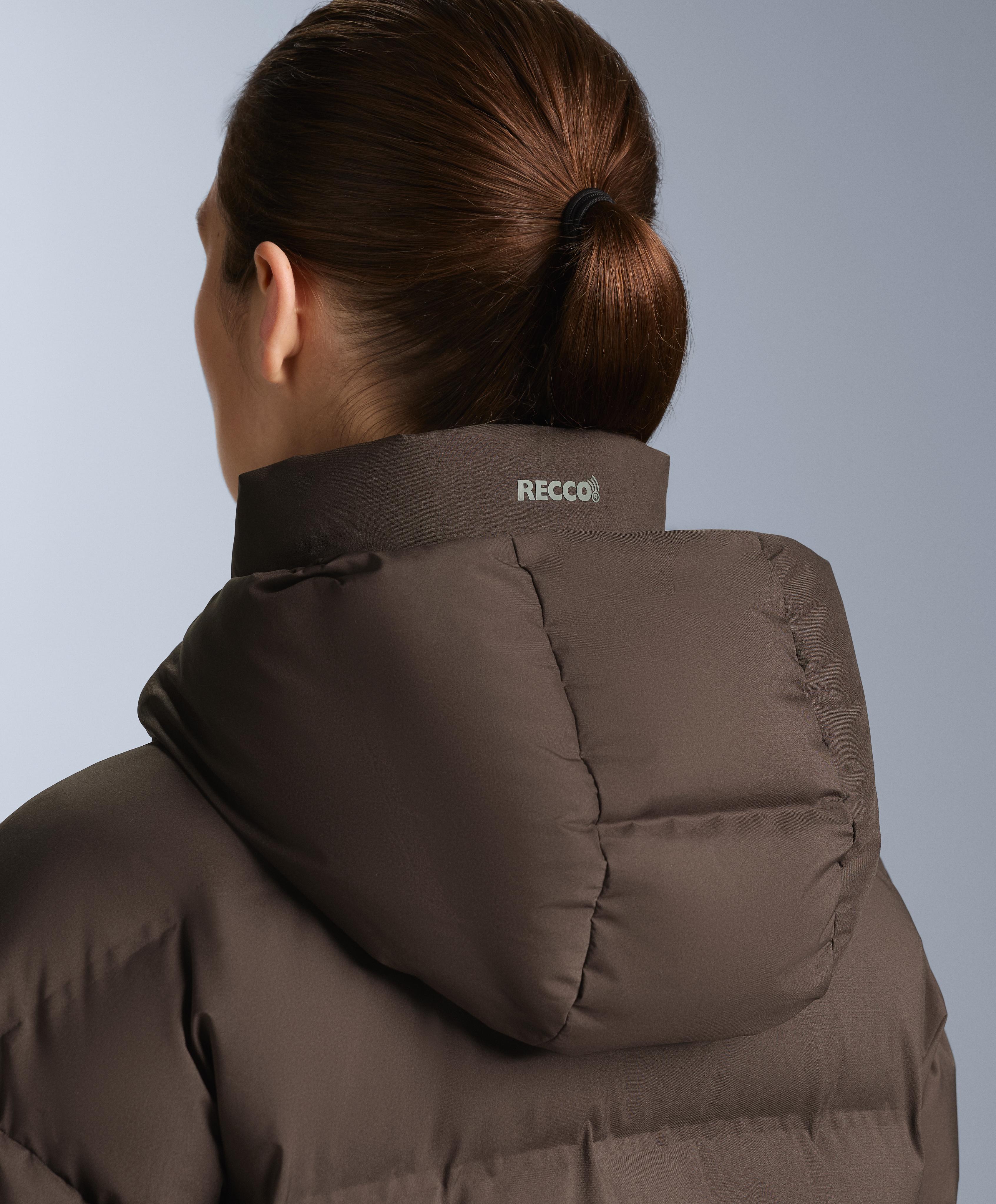 Lightweight padded jacket with 80% down and 20% MINARDI PIUME SKI water-resistant filling — DARK BROWN