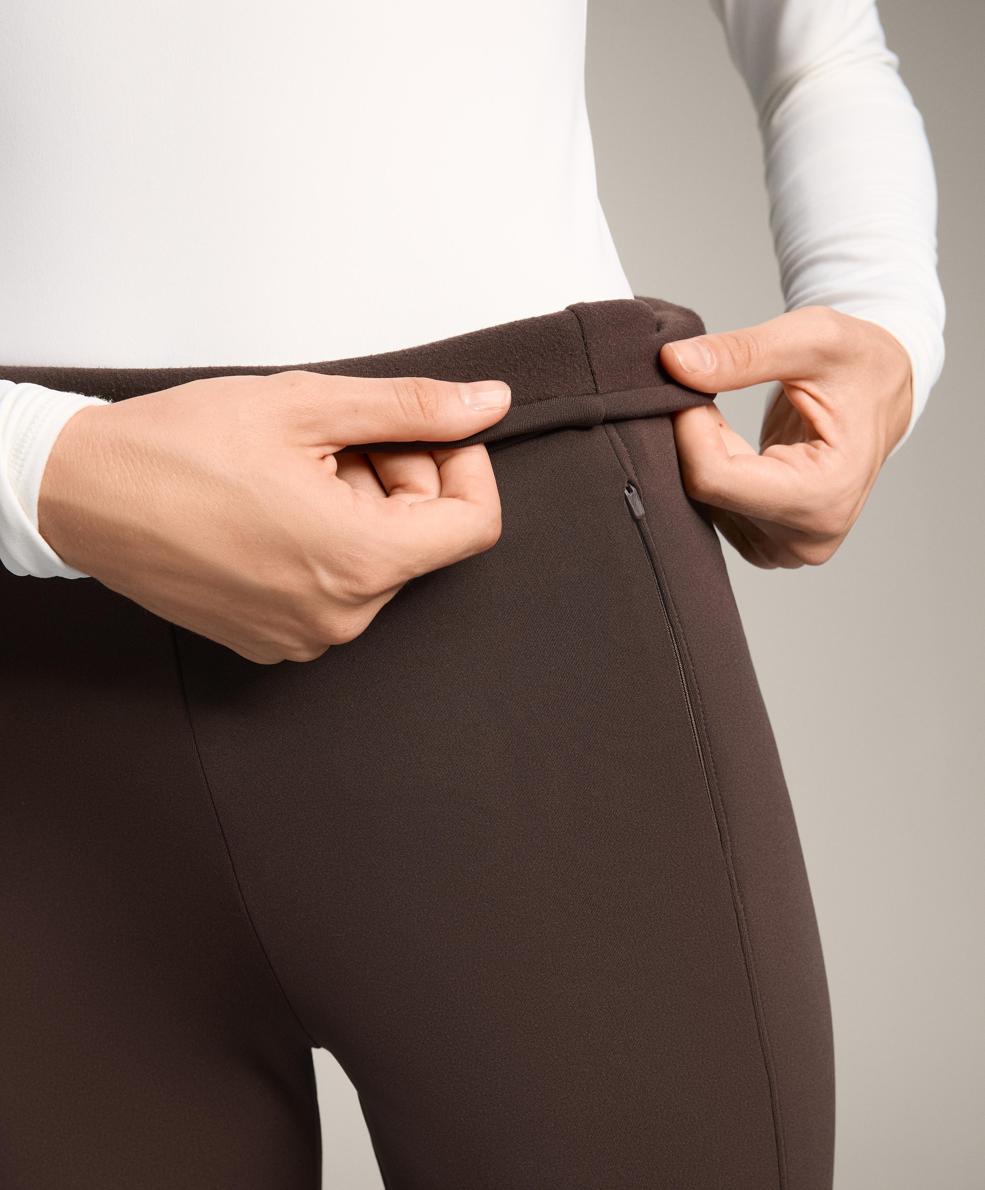 High rise warm flare trousers with pockets — DARK REDDISH‑BROWN