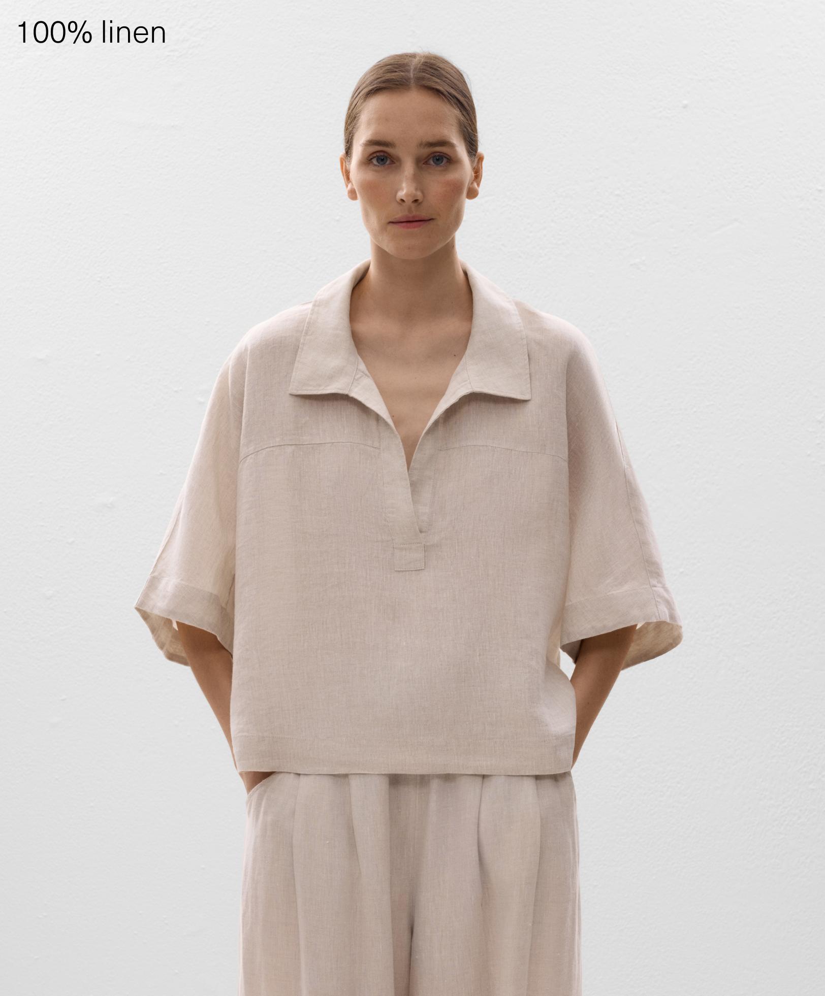 Oversize-Kurzarmshirt aus 100 % Leinen Oversize-Kurzarmshirt aus 100 % Leinen