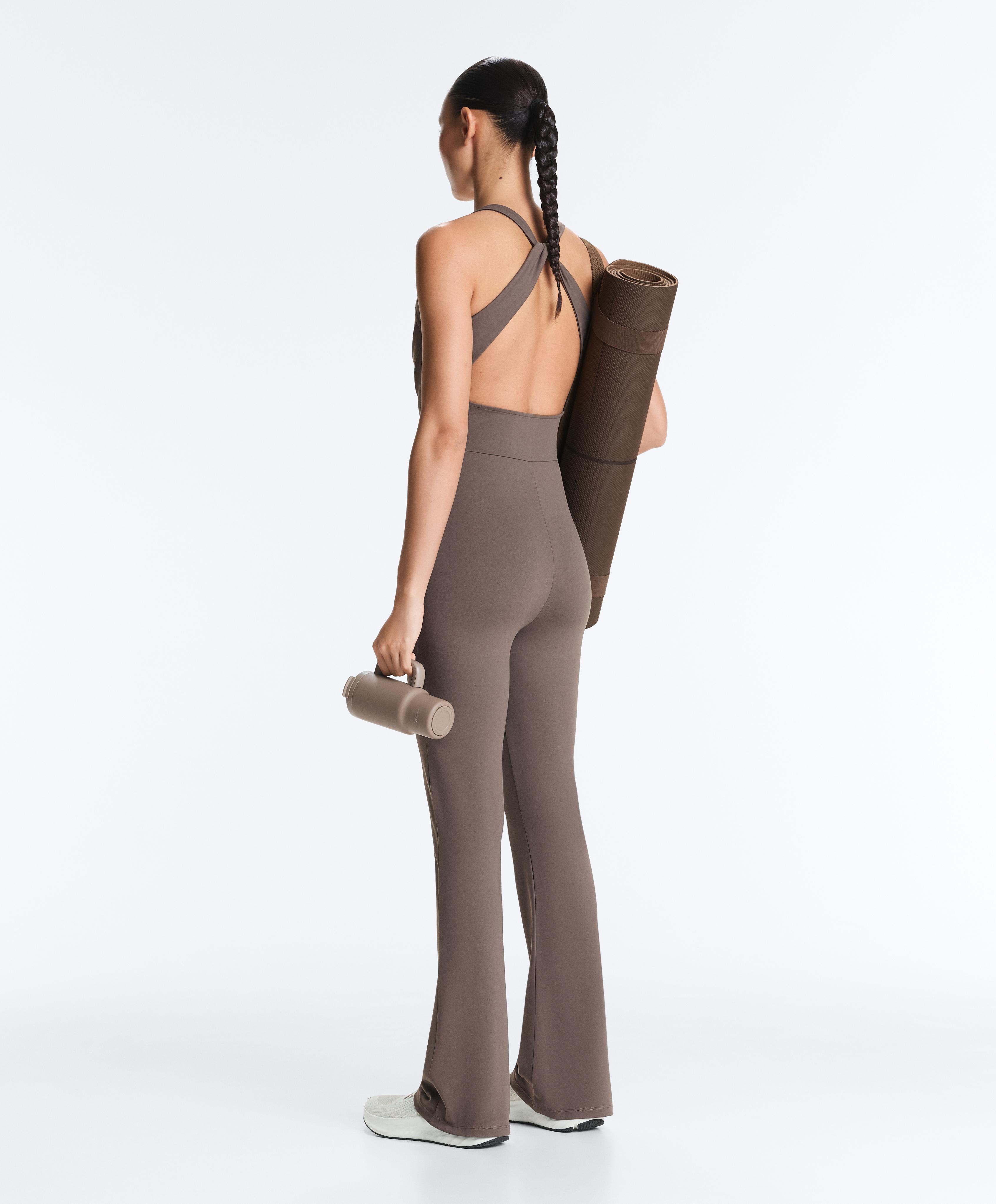Crossover Comfortlux long flare jumpsuit — TAUPE-GREY