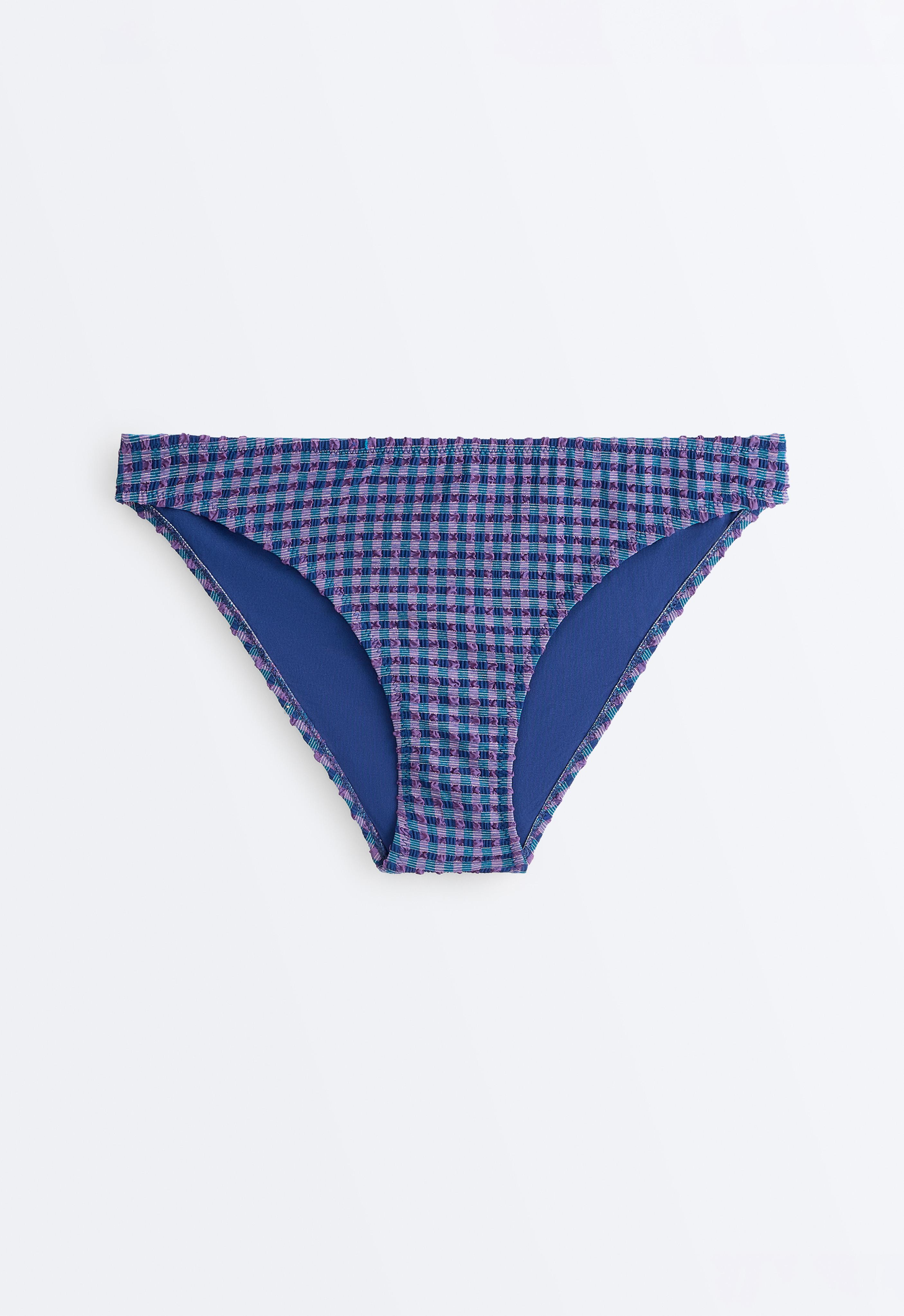 Gingham classic bikini briefs — NAVY BLUE