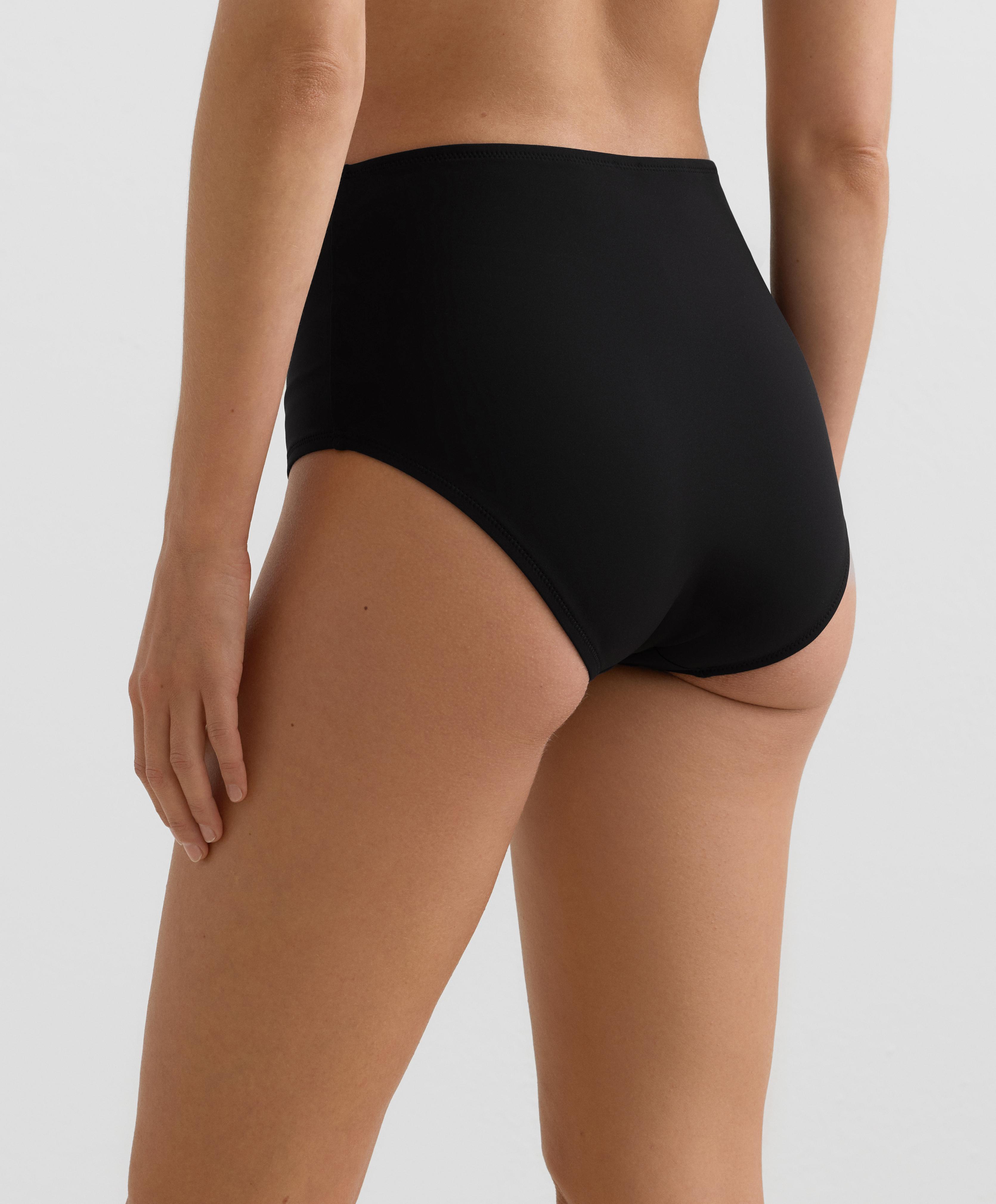 Shapewear-effect high-waisted bikini briefs — BLACK