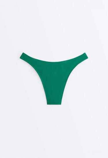 Piqué medium-coverage U-cut bikini briefs — PALE EMERALD 7