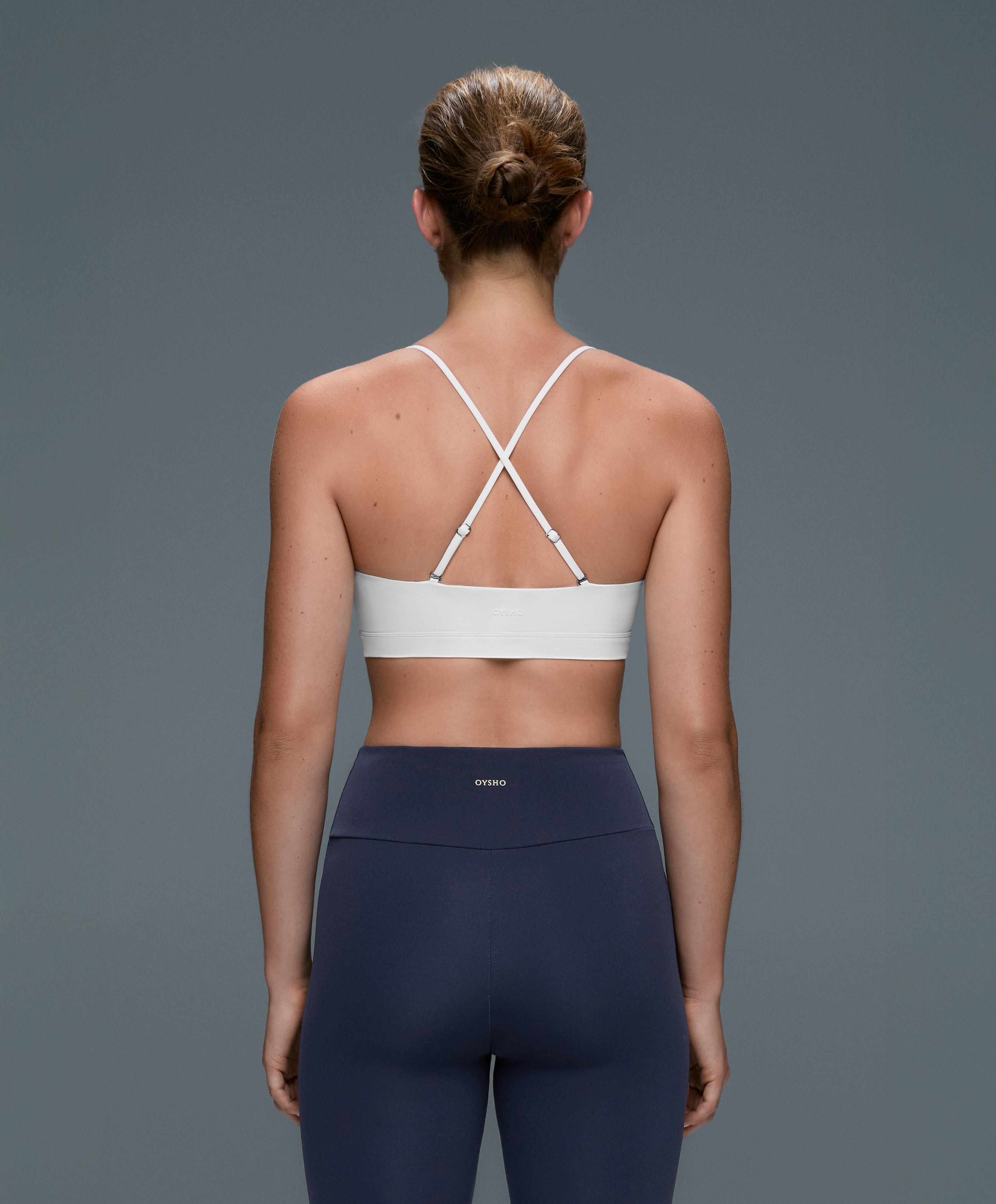 Low-support Comfortlux sports bra with crossover straps — WHITE