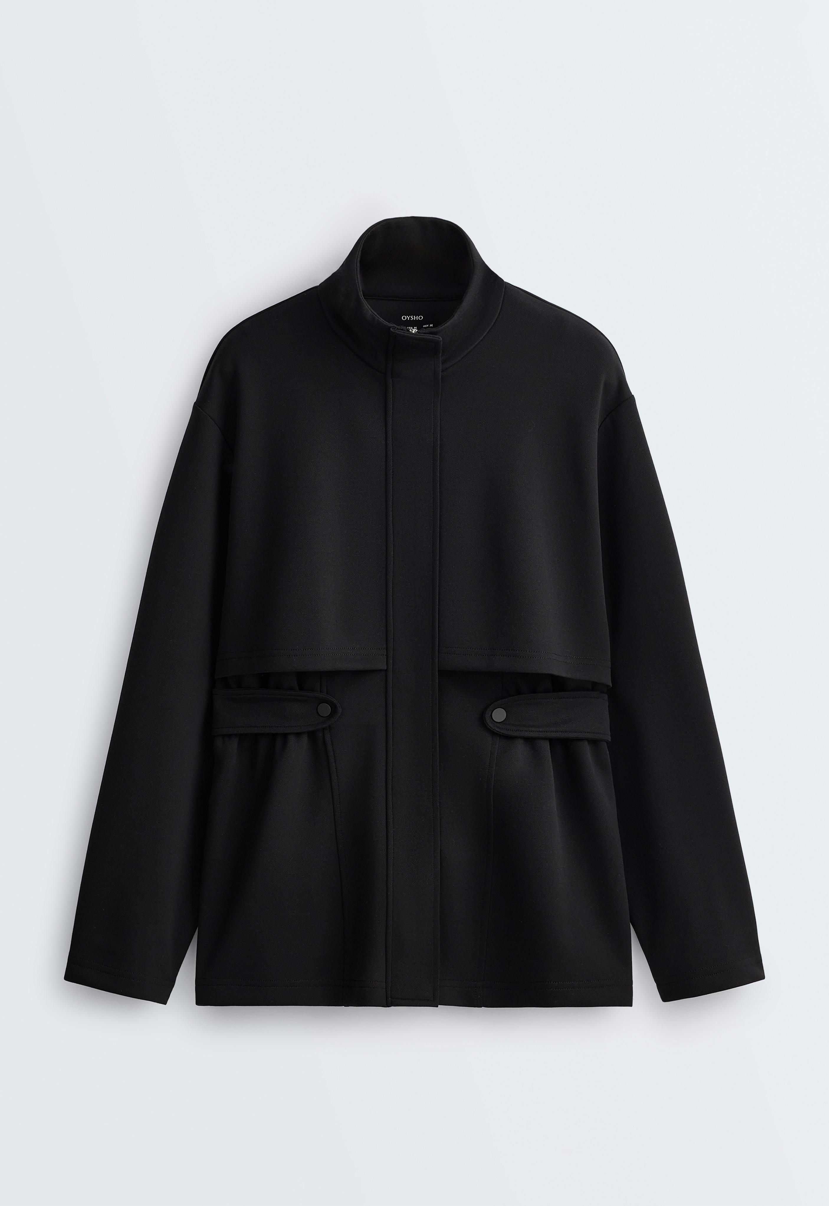 Veste longue piqué à ceinture