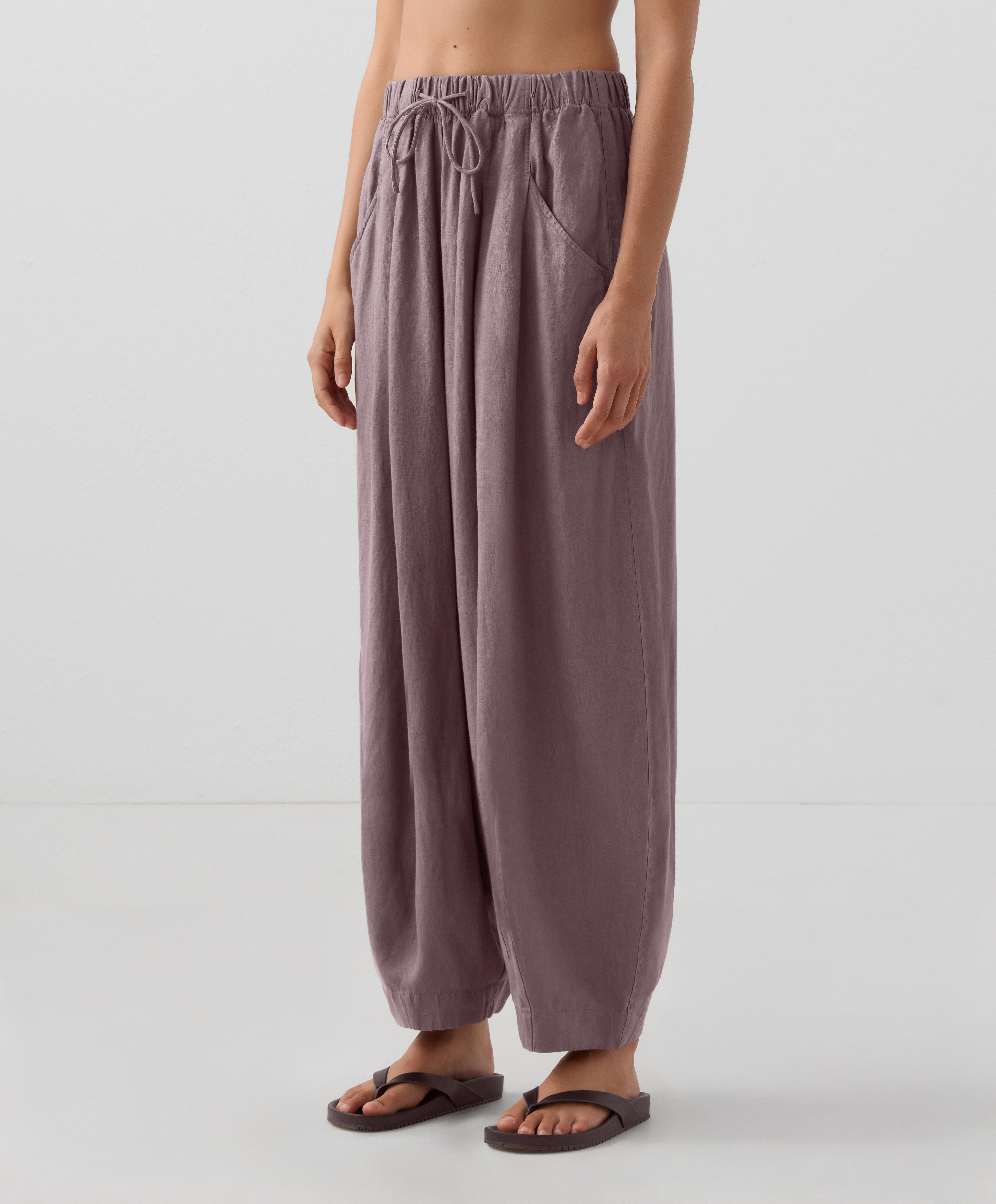 100% linen balloon trousers — DUSTY LILAC