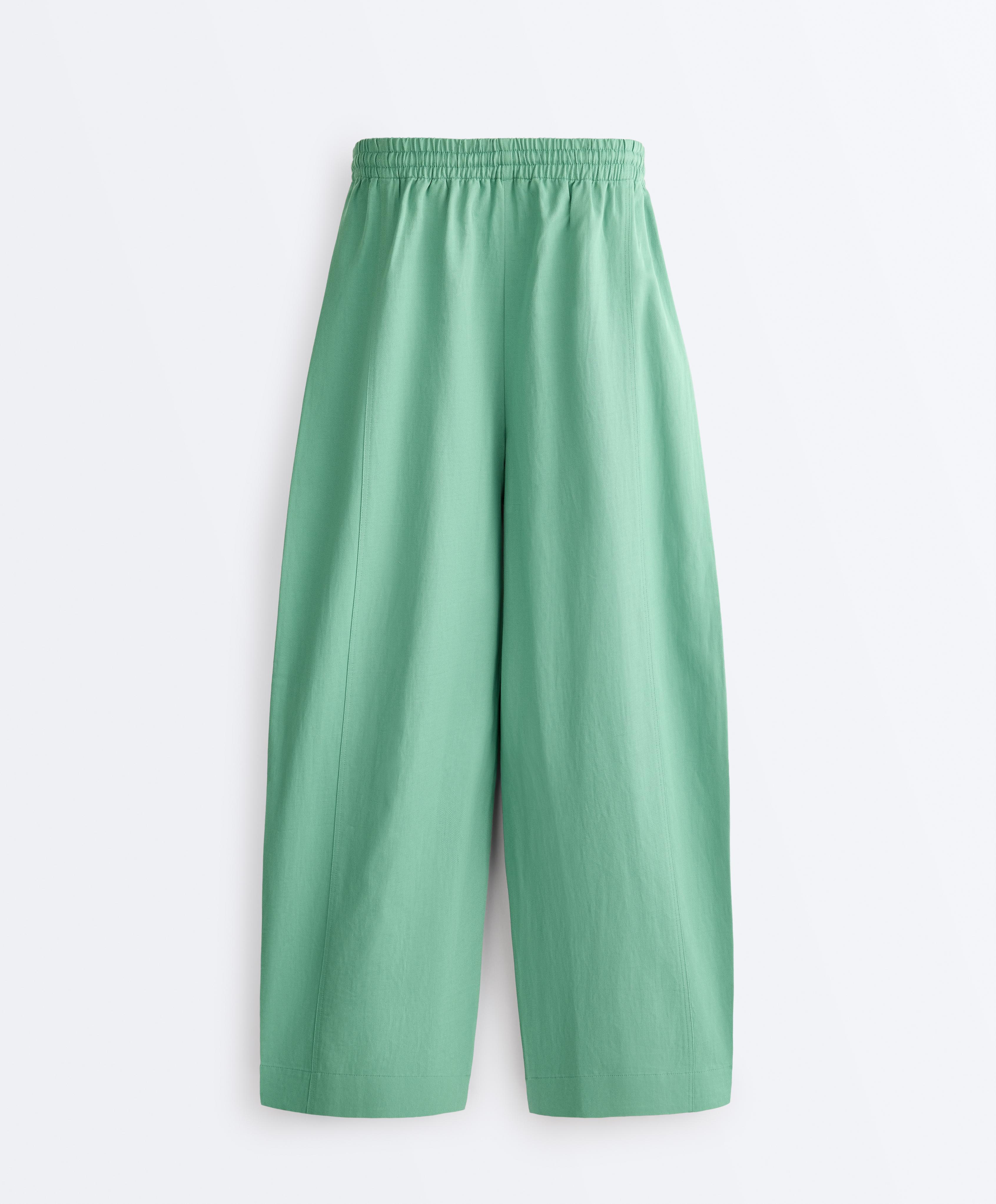 Cotton blend balloon trousers — AQUA GREEN