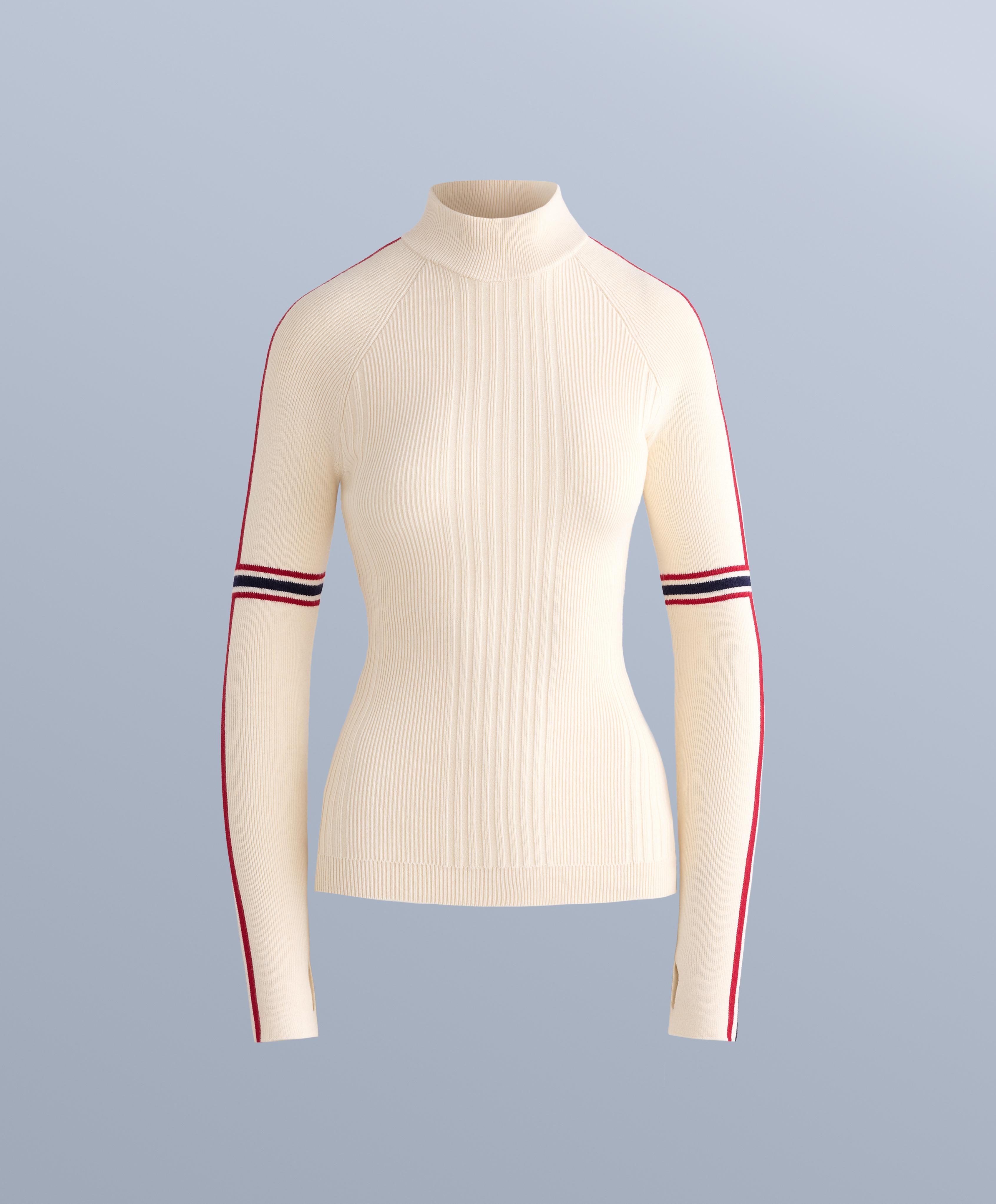 Thermal base layer knit T-shirt with contrast details — ECRU