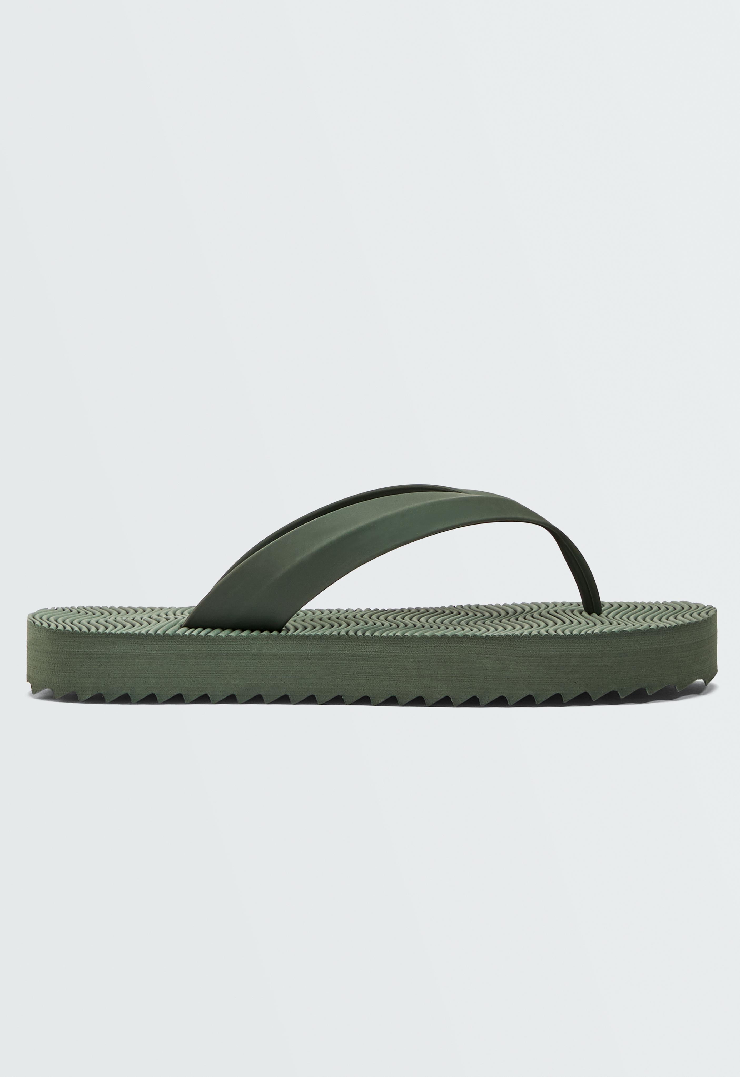 Textured platform beach sandals — KHAKI