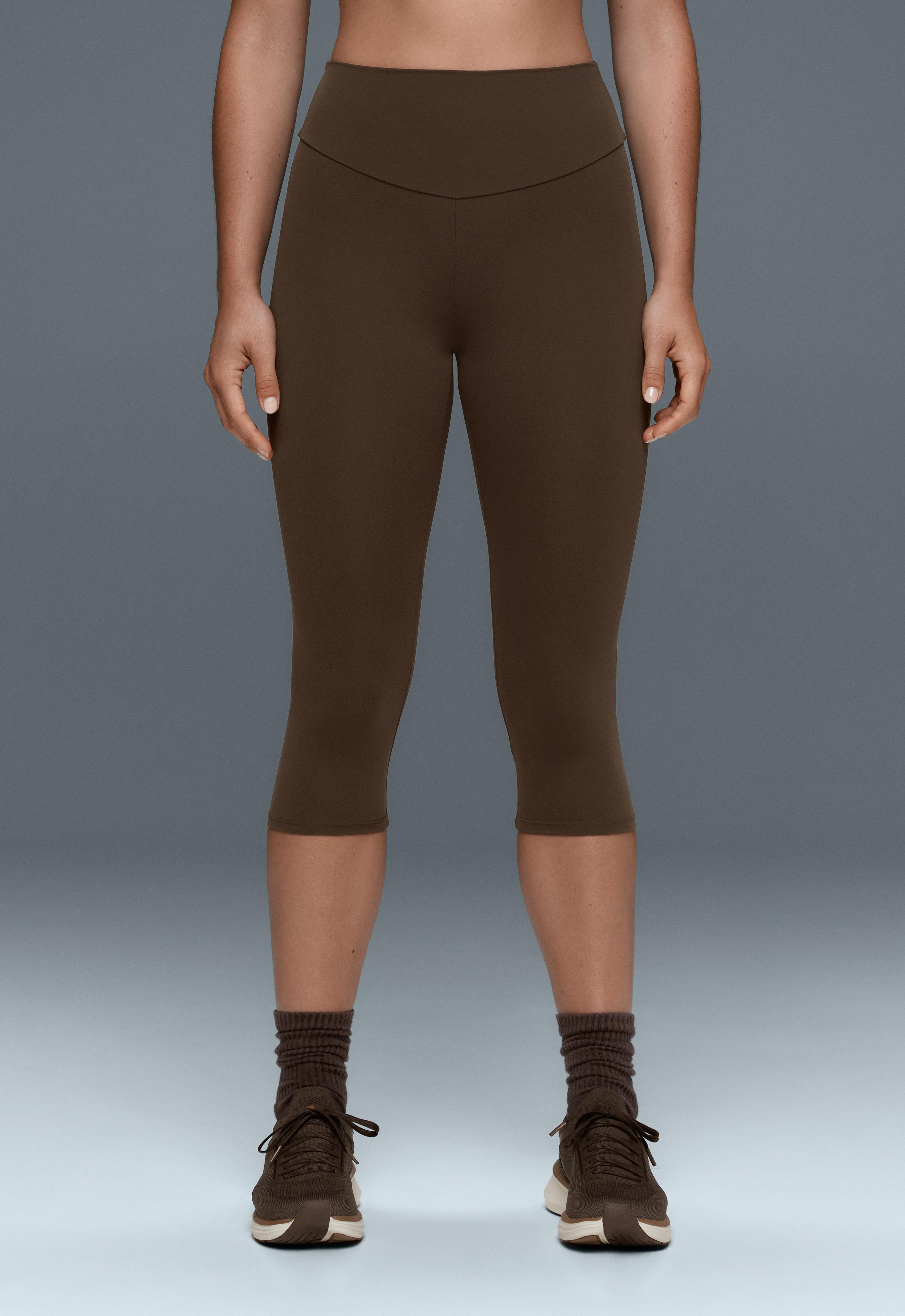 Comfortlux high-rise 40cm knee-length leggings — DARK BROWN