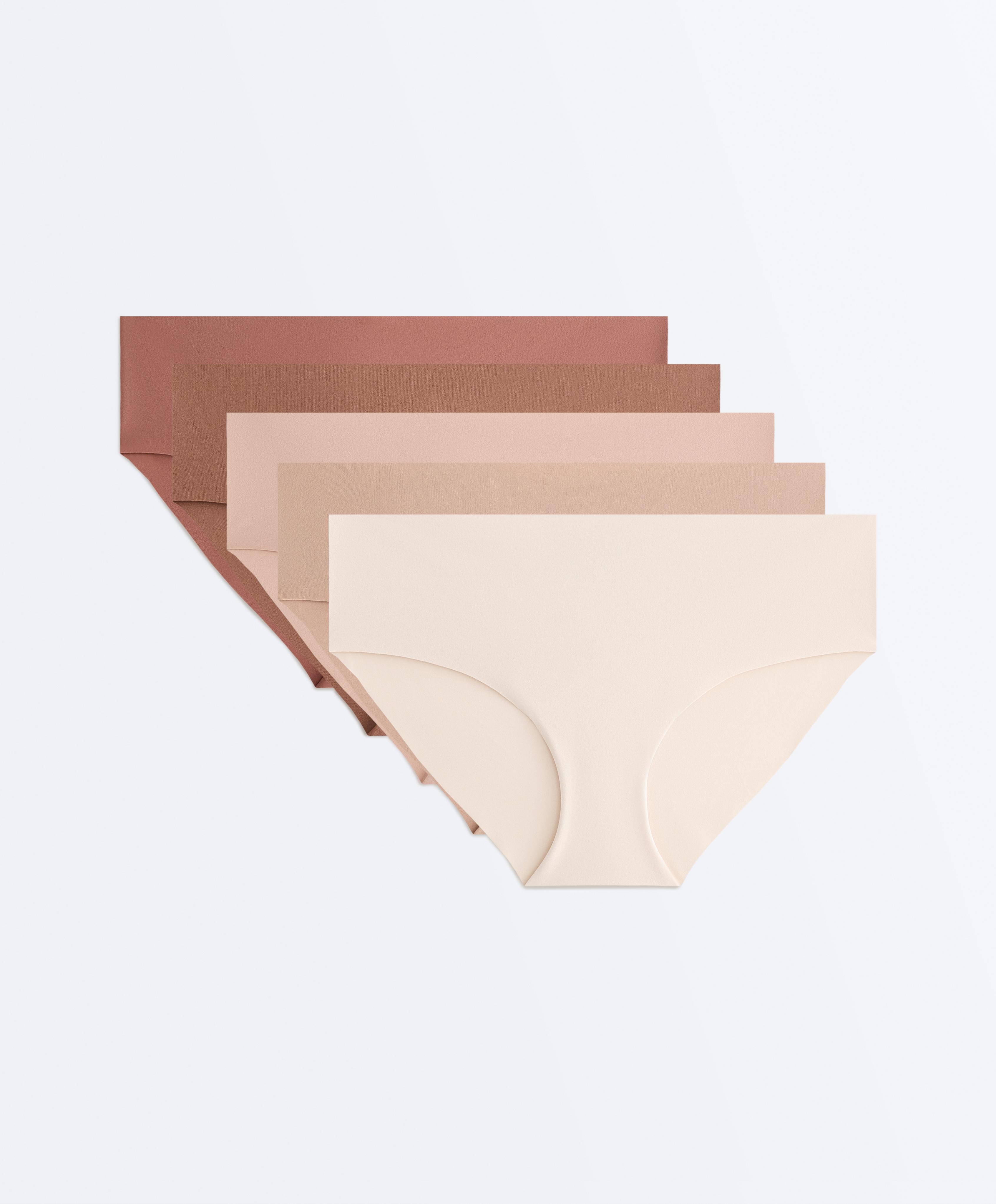 5 invisible polyamide blend PANTONE™ hipster briefs — BEIGE
