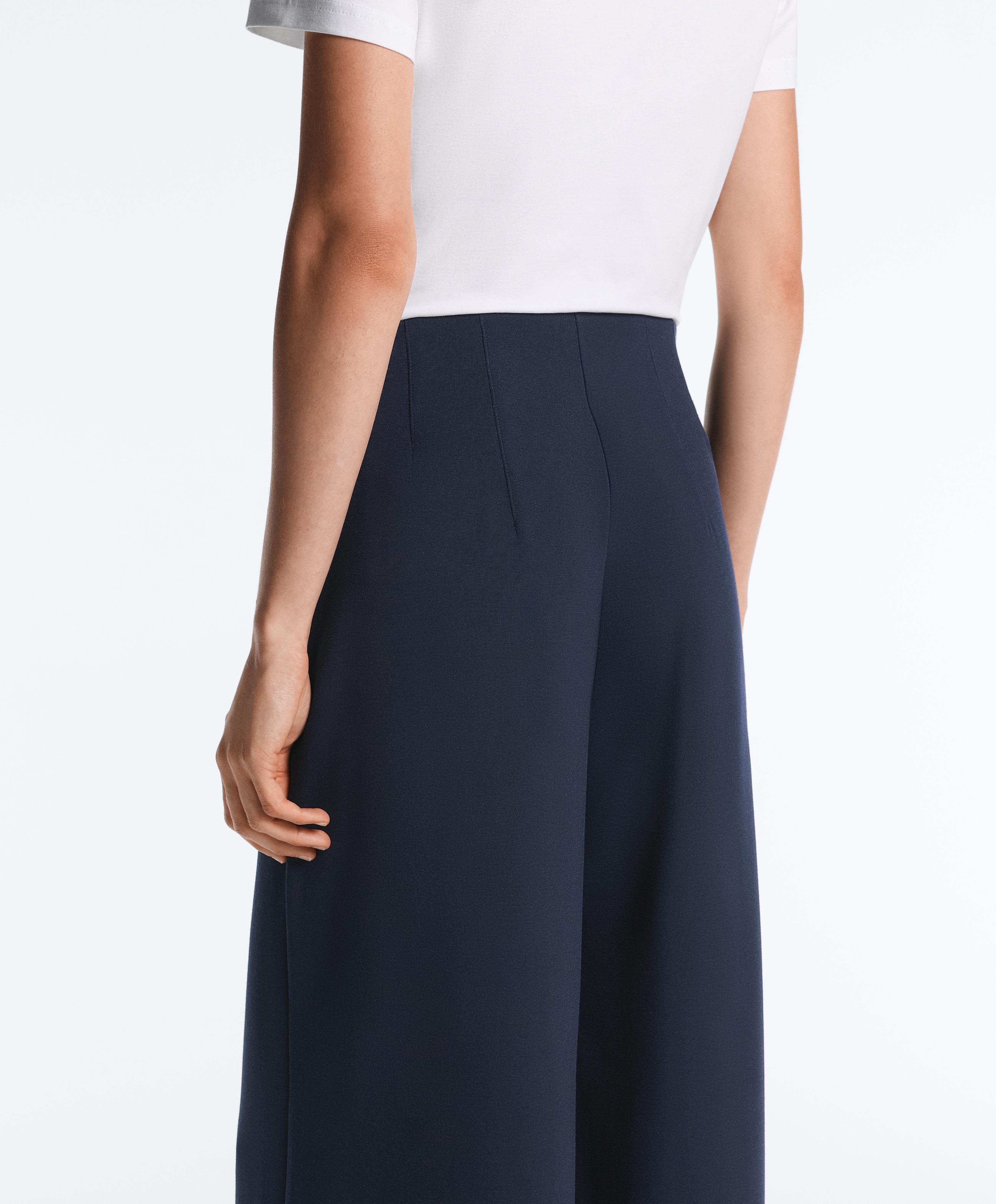 Soft-touch modal trousers with sailor stripe detail — NAVY BLUE