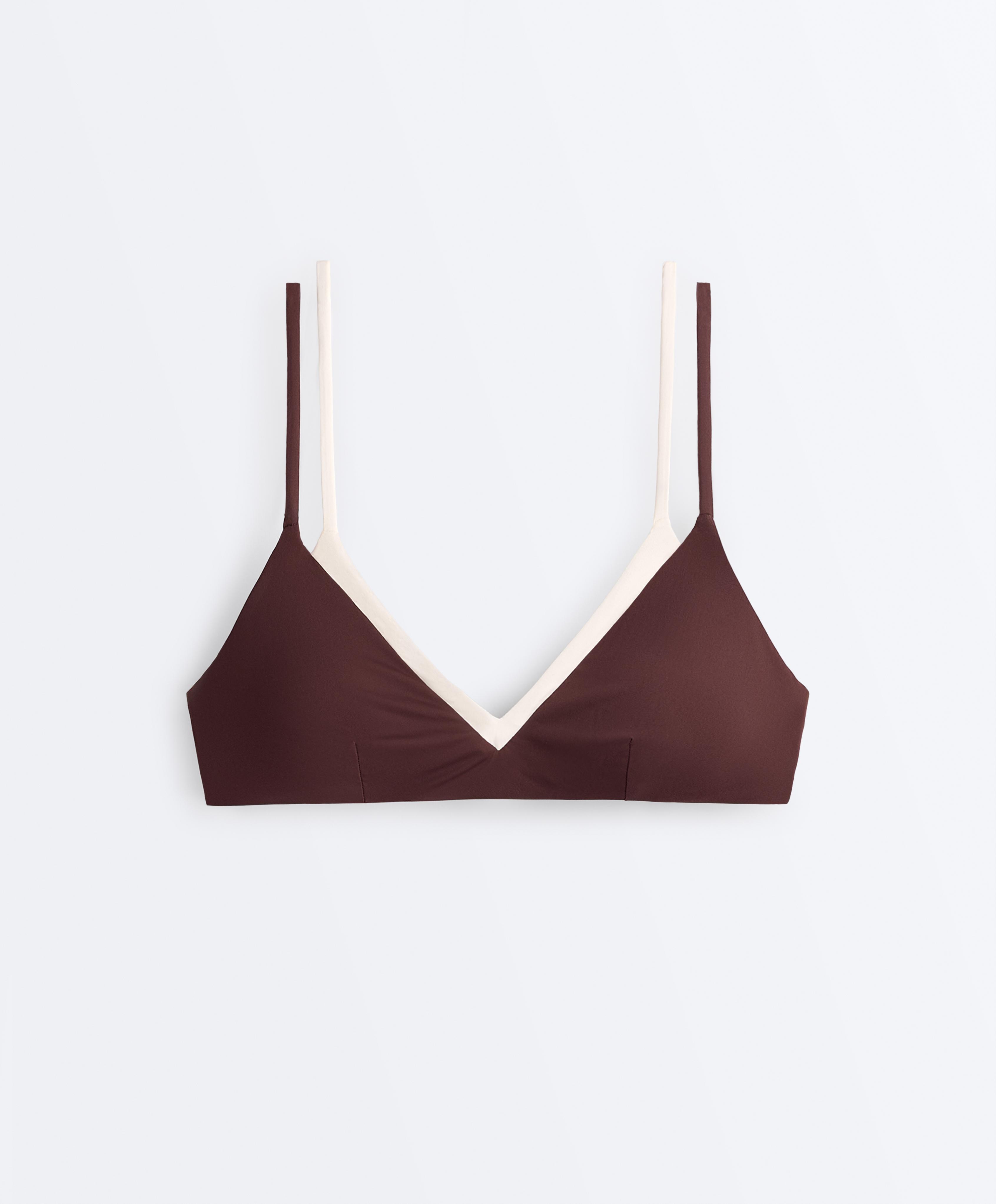 Double-effect bikini top — CHOCOLATE