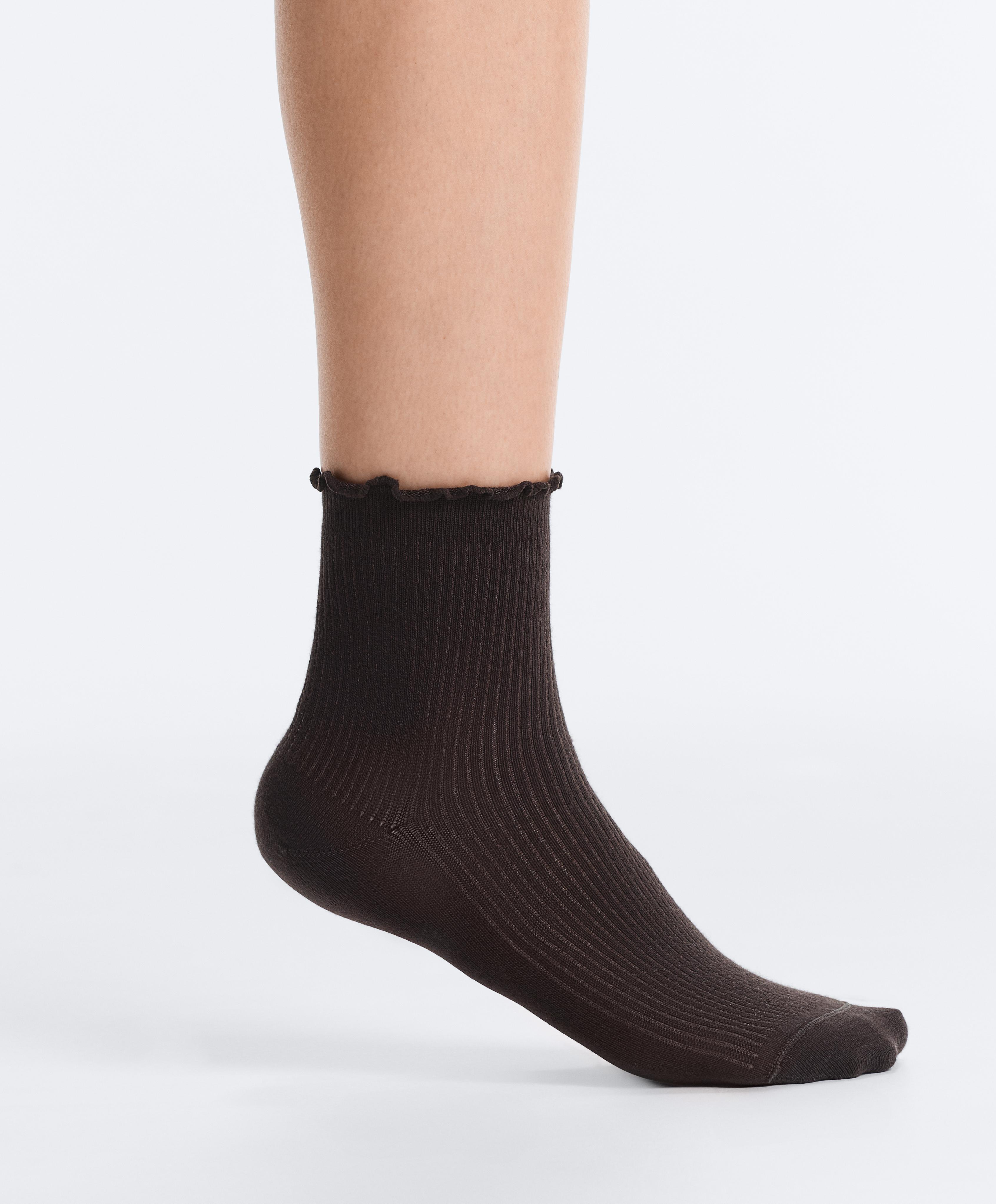3 pairs of cotton blend quarter socks with curled edge 3 pairs of cotton blend quarter socks with curled edge