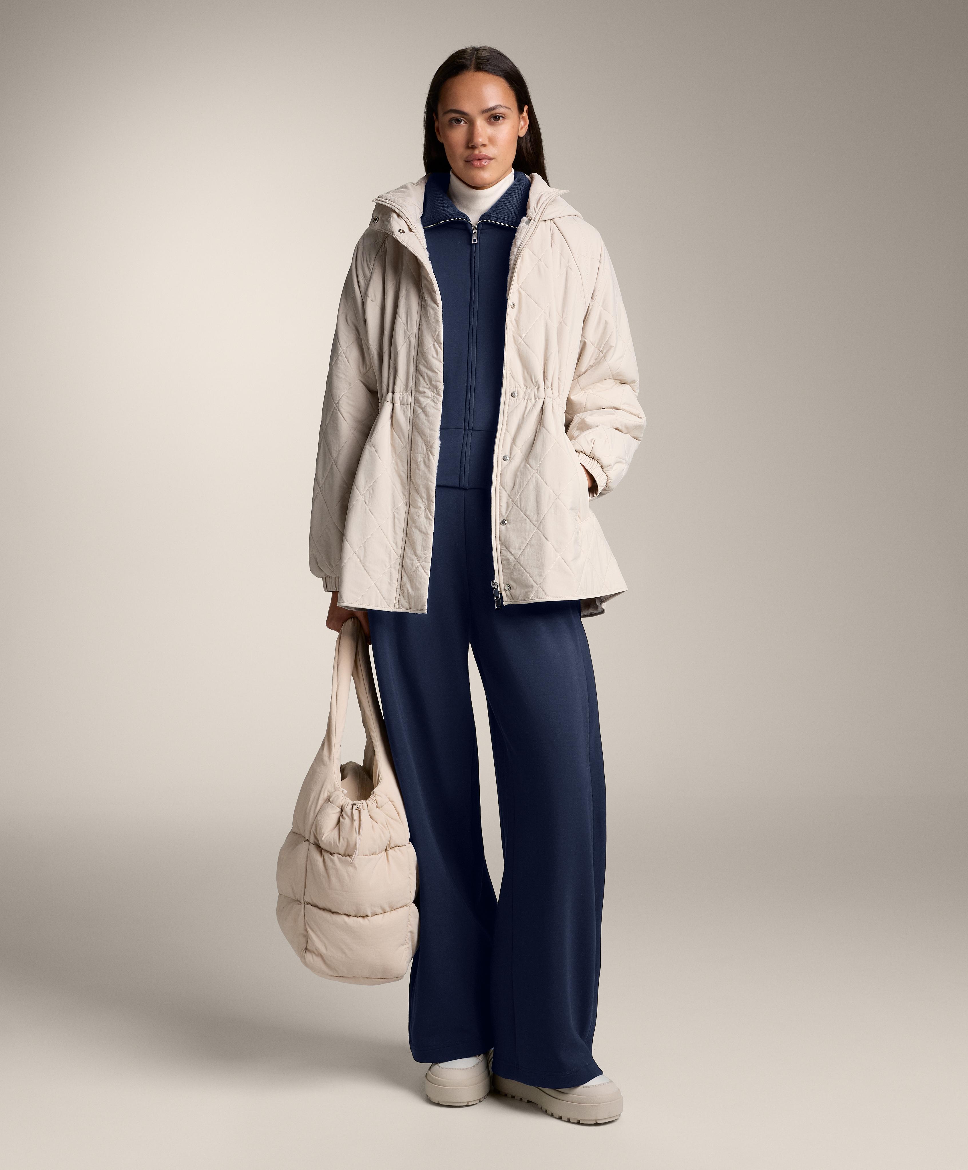 Fitted waist knit collar jacket with brushed modal