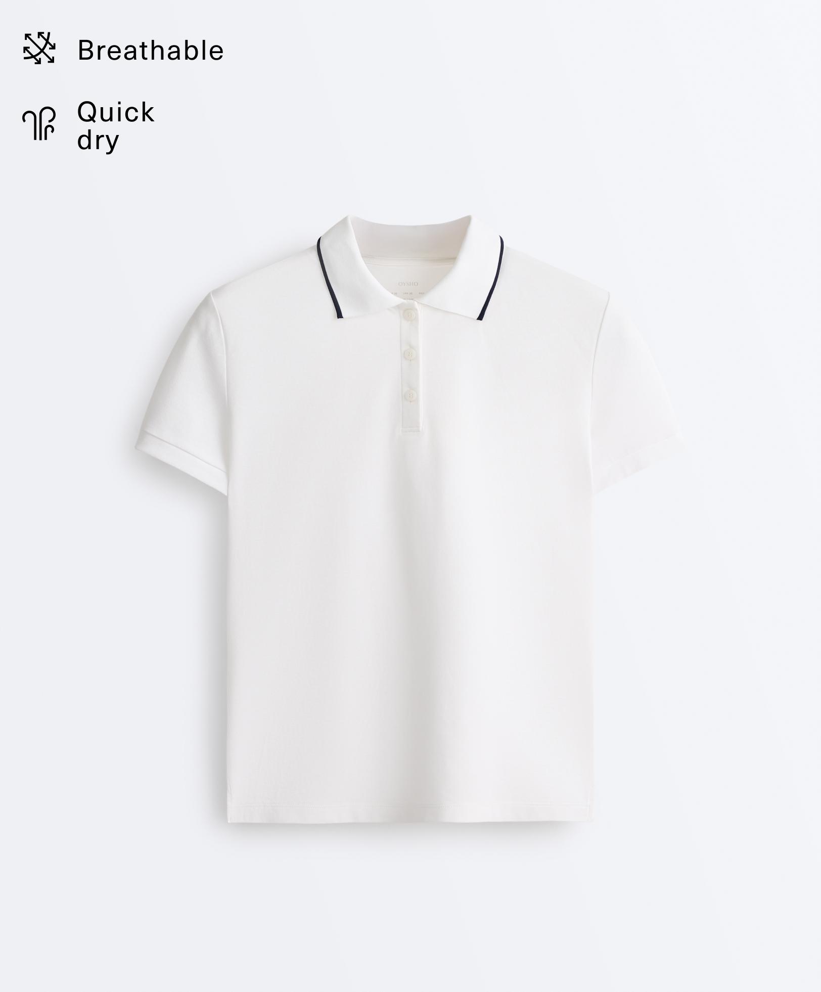 Contrast Piqué Cotton Short-Sleeved Polo Shirt — WHITE