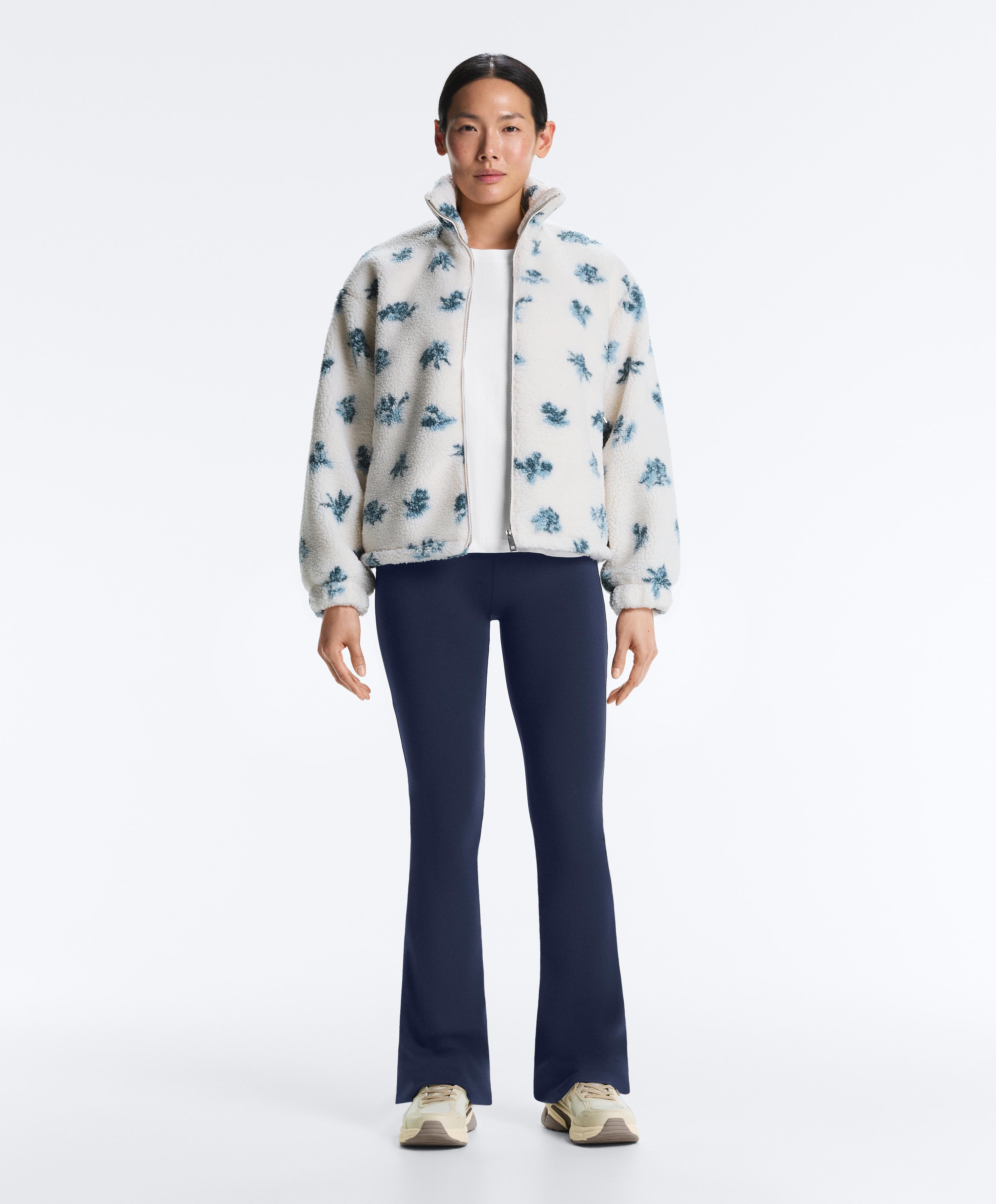 Floral faux-shearling jacket — DUSTY-BLUE