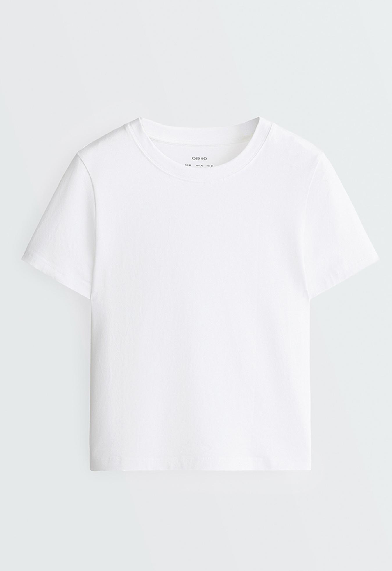 Regular cotton blend short-sleeve T-shirt — WHITE