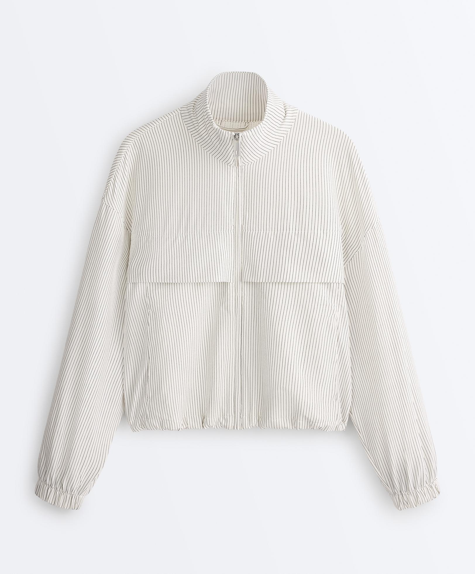 Striped stretch overlay jacket — WHITE