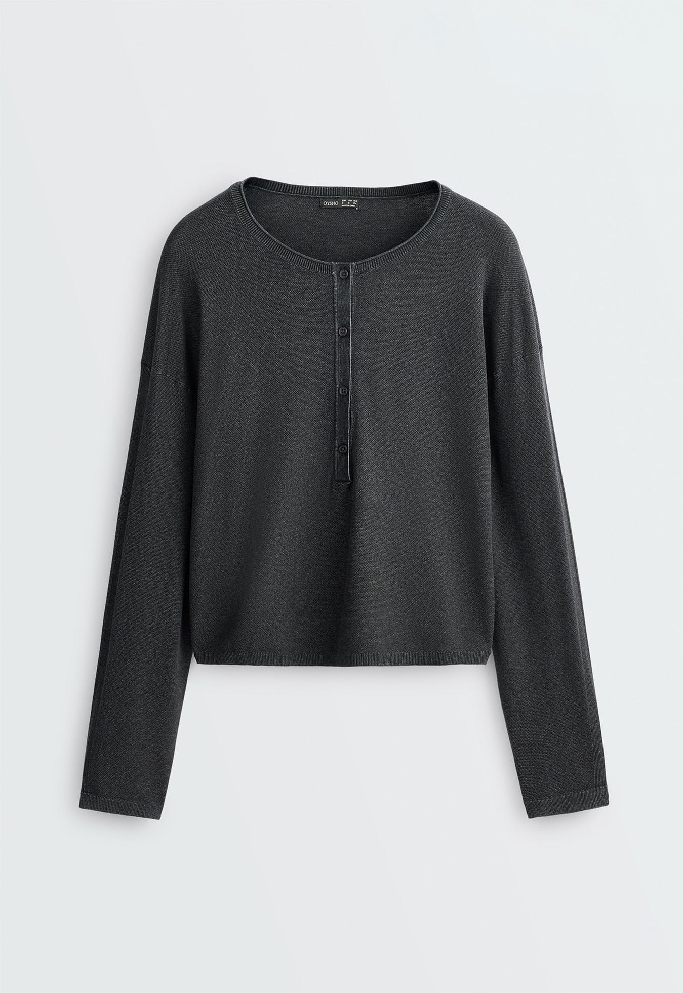 Long-sleeve waffle knit jumper — DARK ANTHRACITE