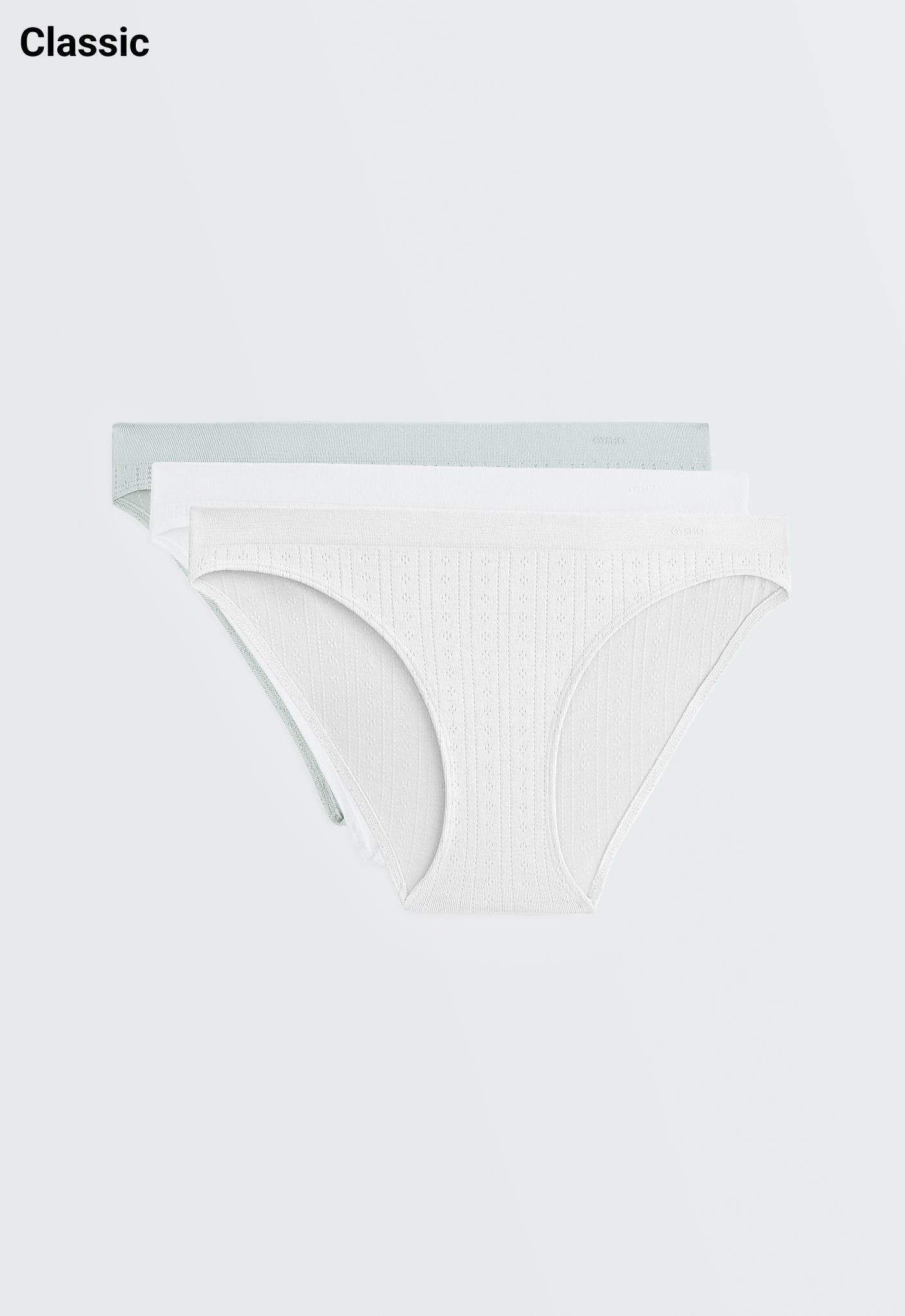 3 seamless soft-touch openwork classic briefs — AQUAMARINE