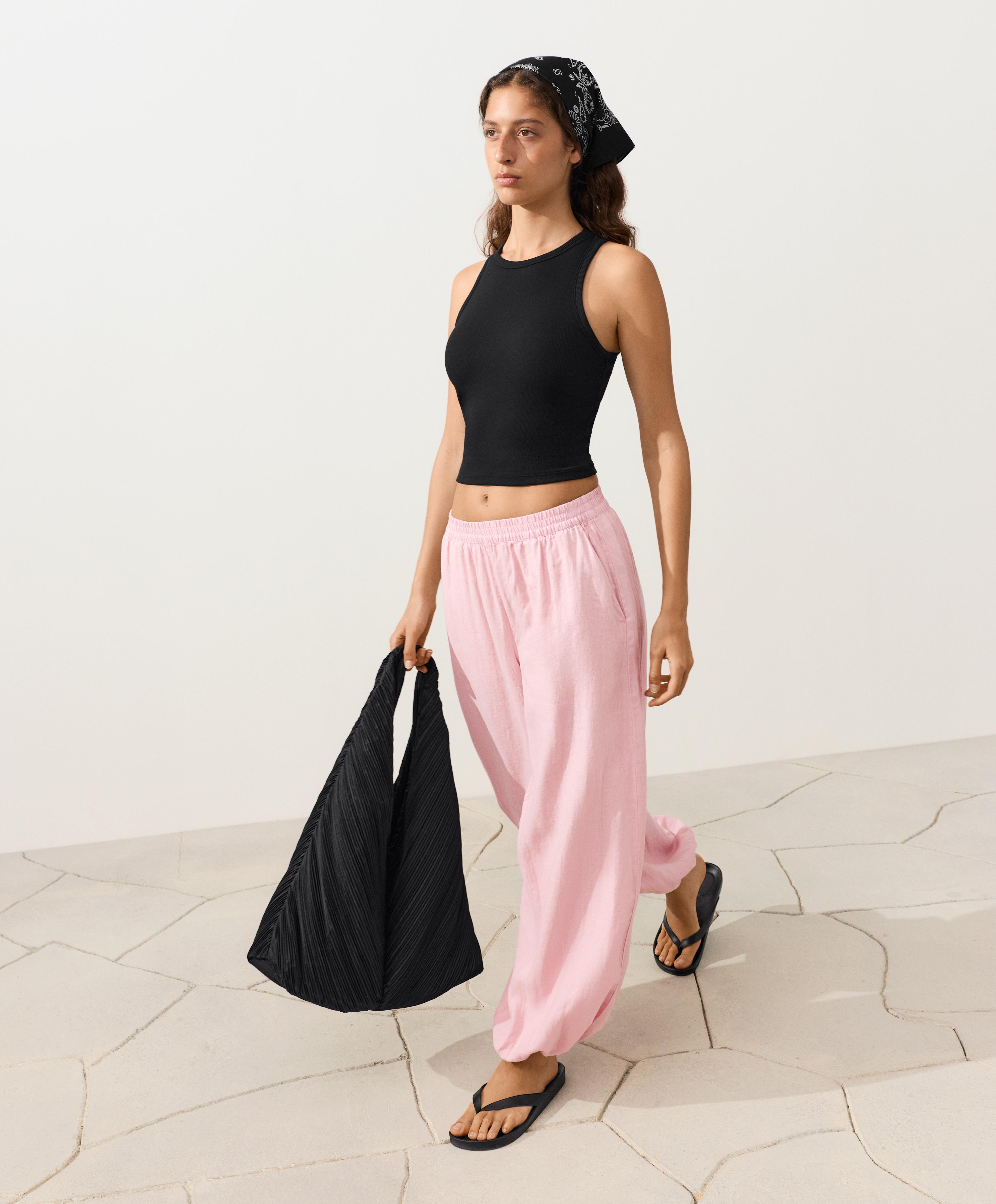 100% linen bloomer trousers — PALE PINK