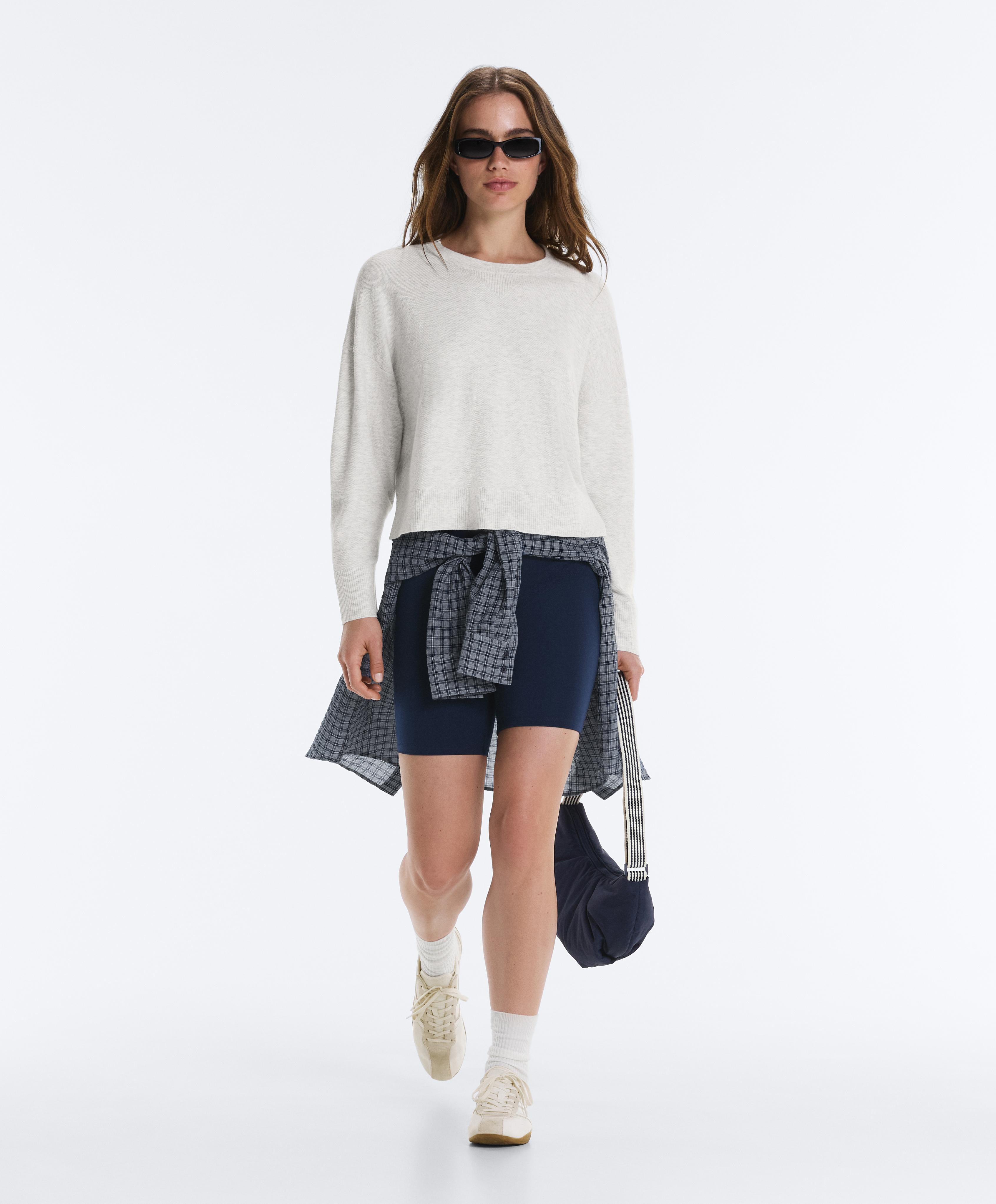 Knit crewneck jumper — PALE GREY MELANGE