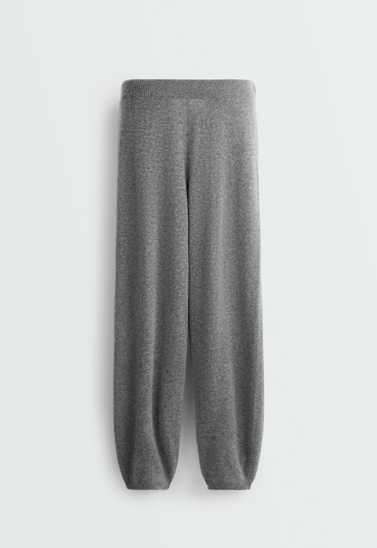 100% cashmere balloon knit trousers — MOTTLED GREY MELANGE