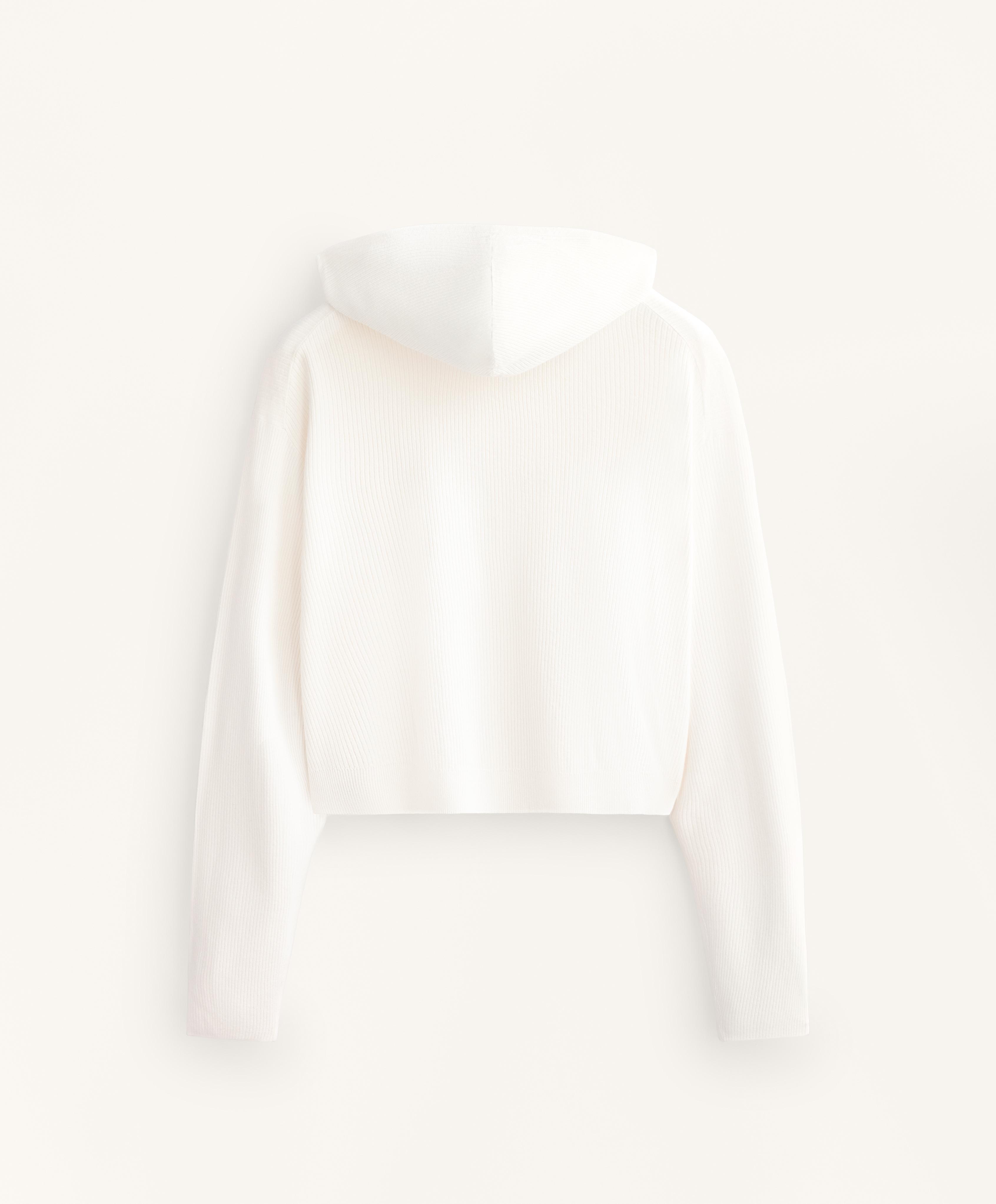 Washed knit hooded jacket — WHITE 