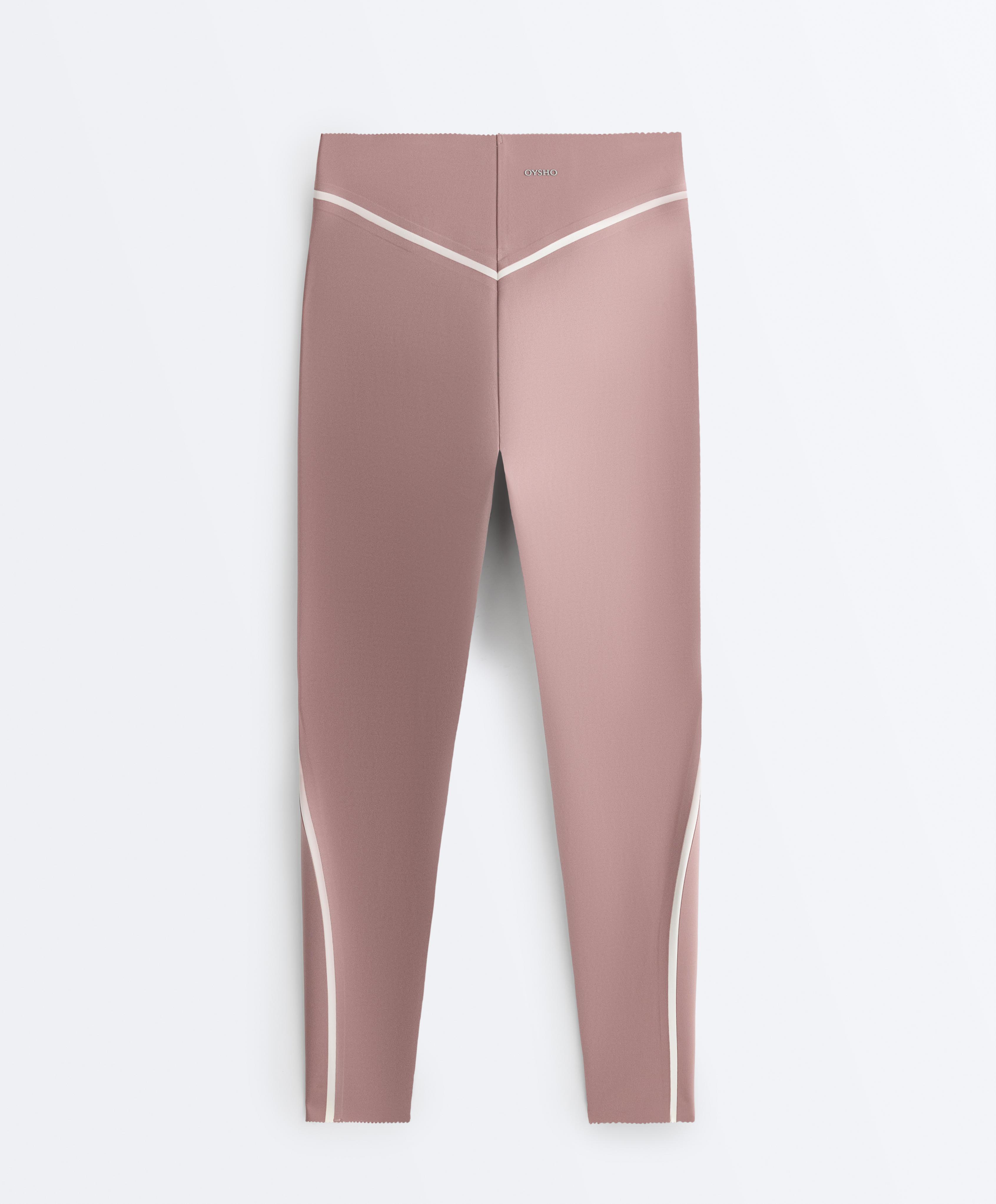 High-rise compressive core-control ankle-length leggings with contrast details — DARK LILAC