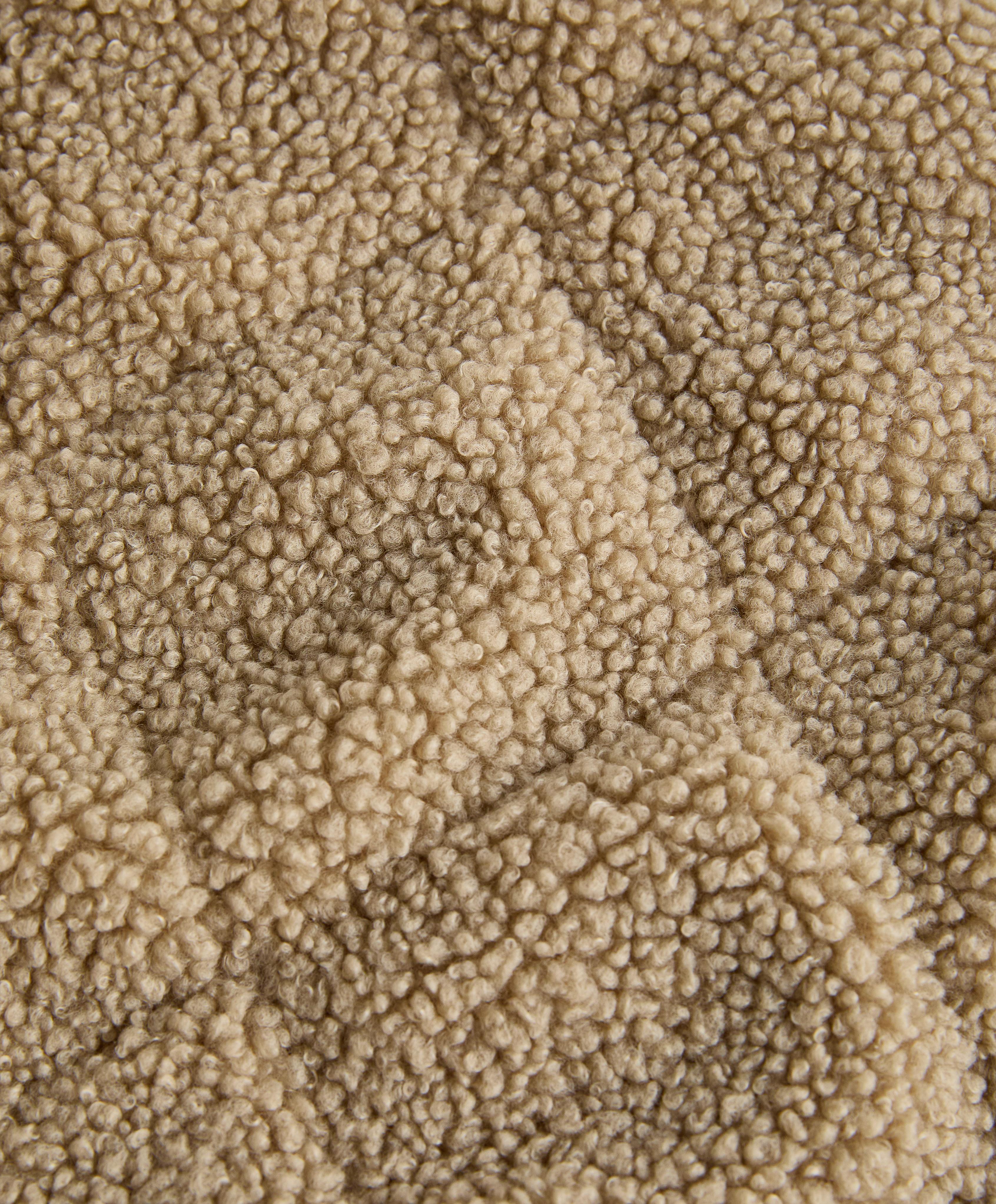 Diamond quilted faux-shearling jacket — GREEN BEIGE