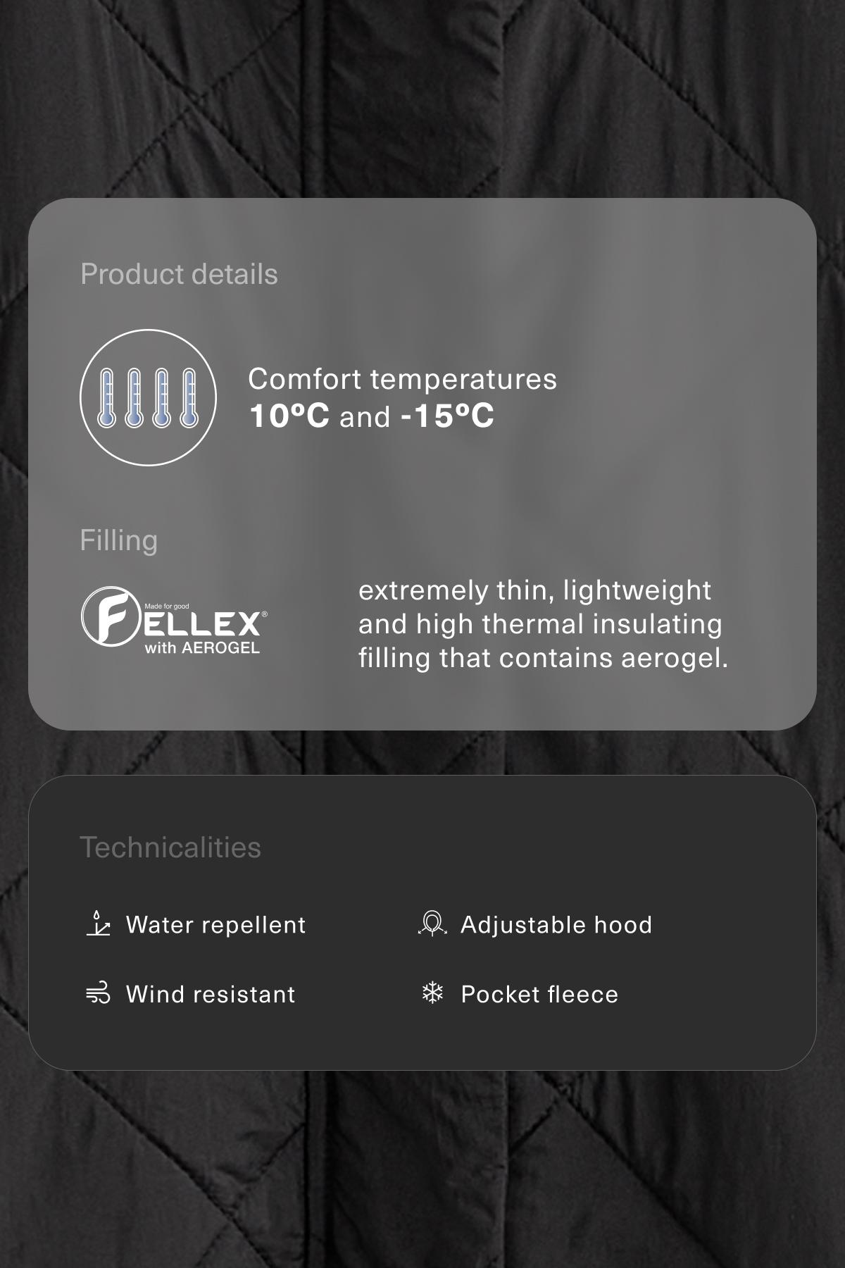 Water-repellent FELLEX® AEROGEL padded jacket — BLACK