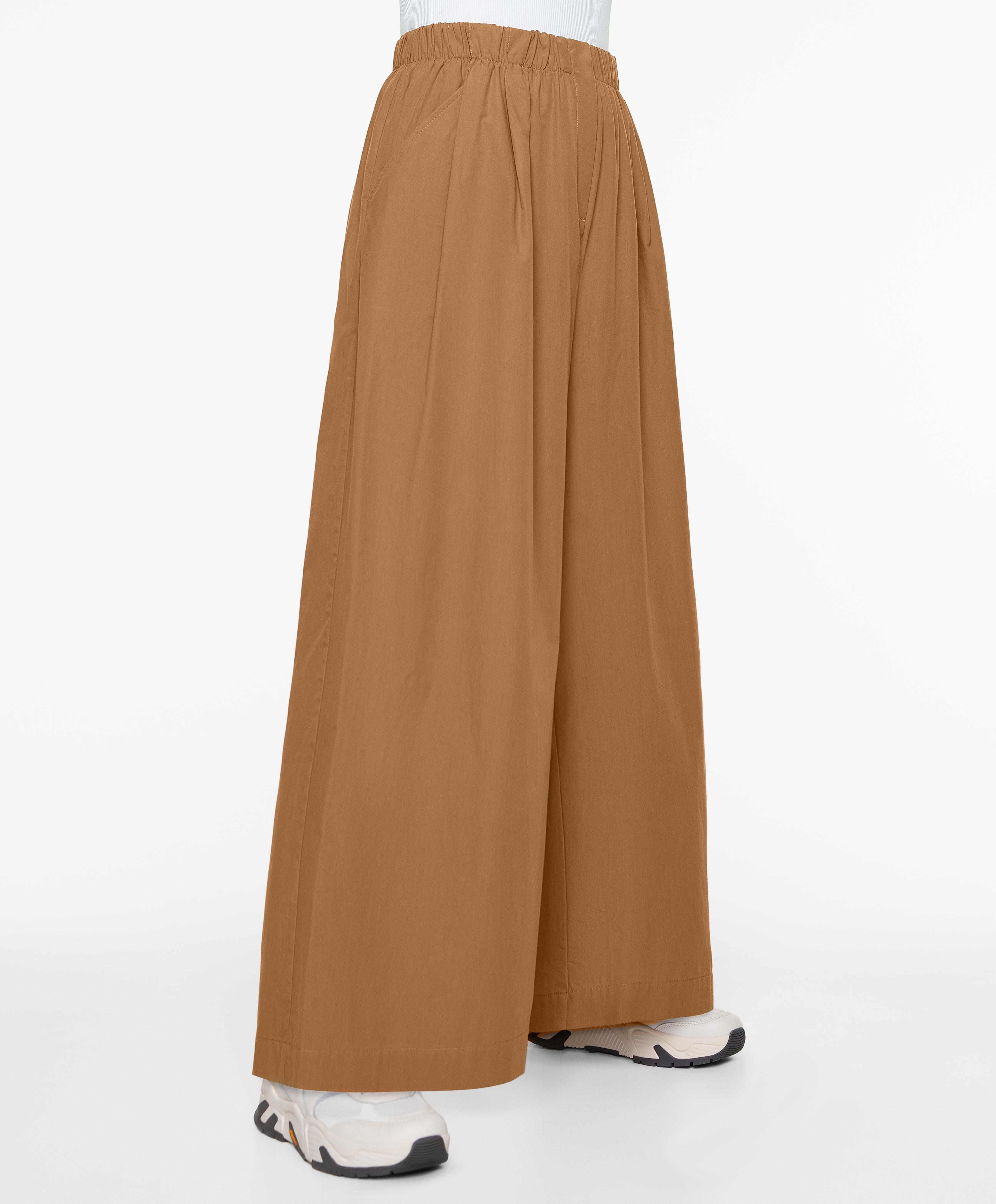 100% cotton poplin wide-leg trousers