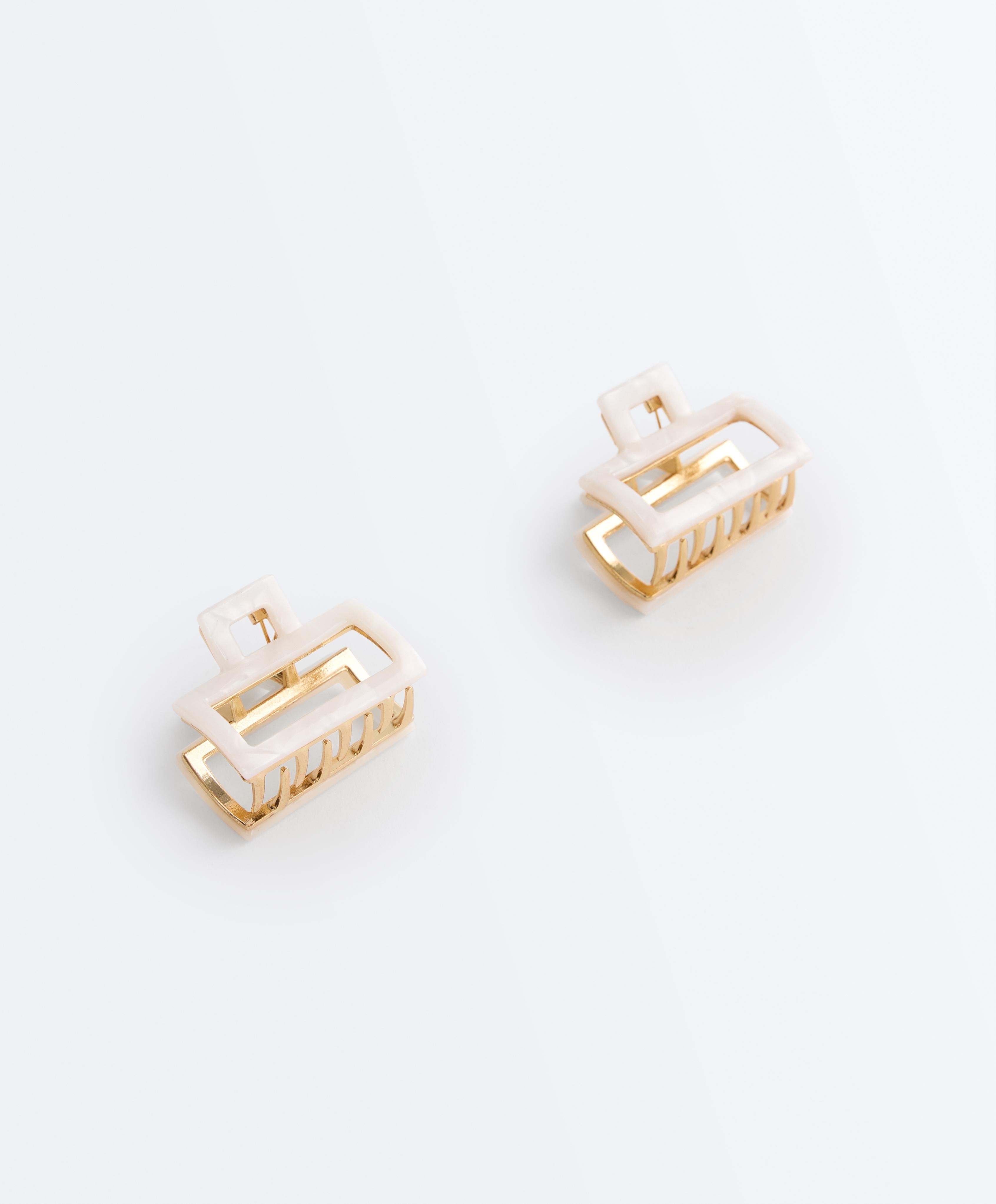 2 square metallic hair clips — QUARTZ