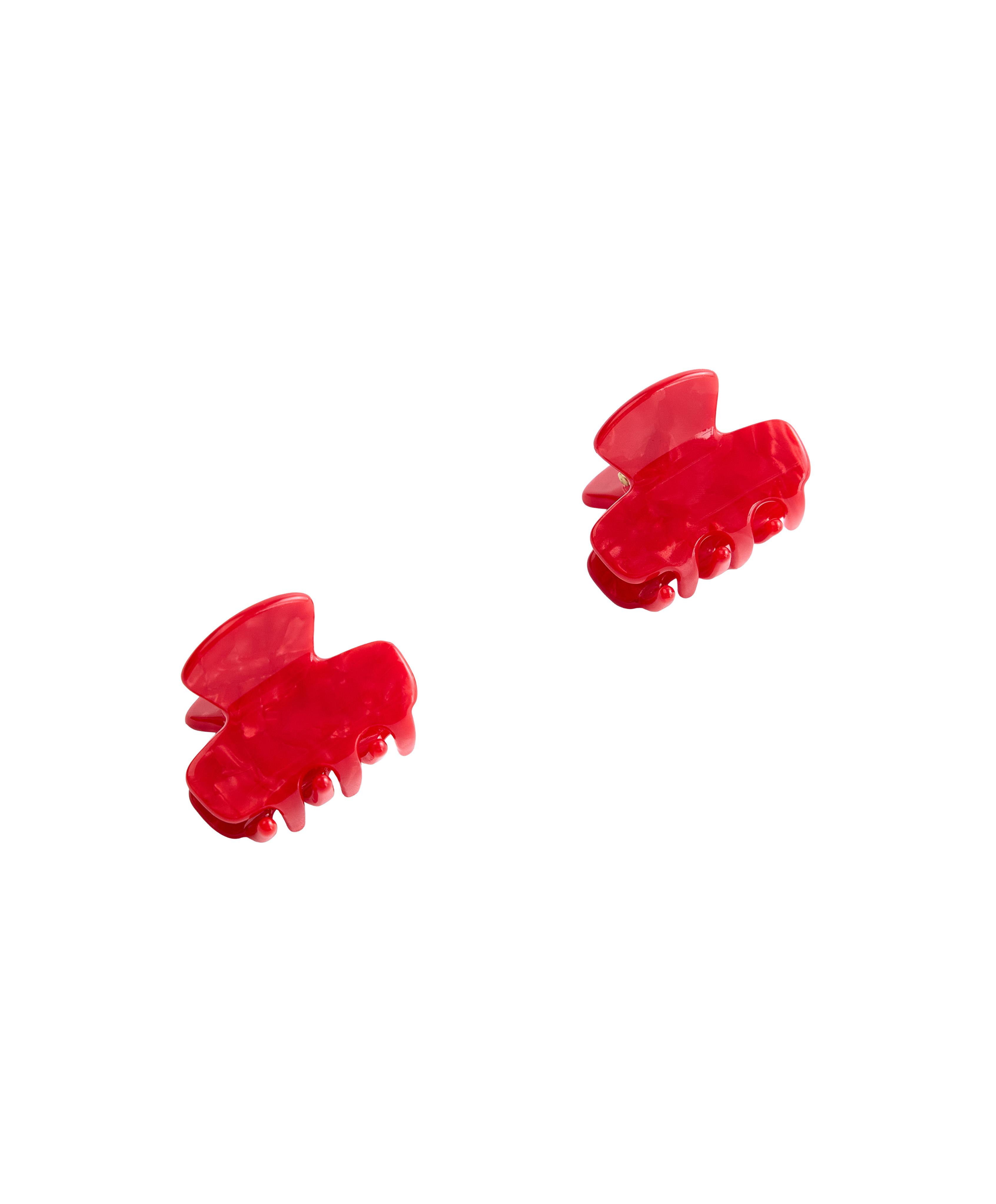 2 mini hair clips — RED