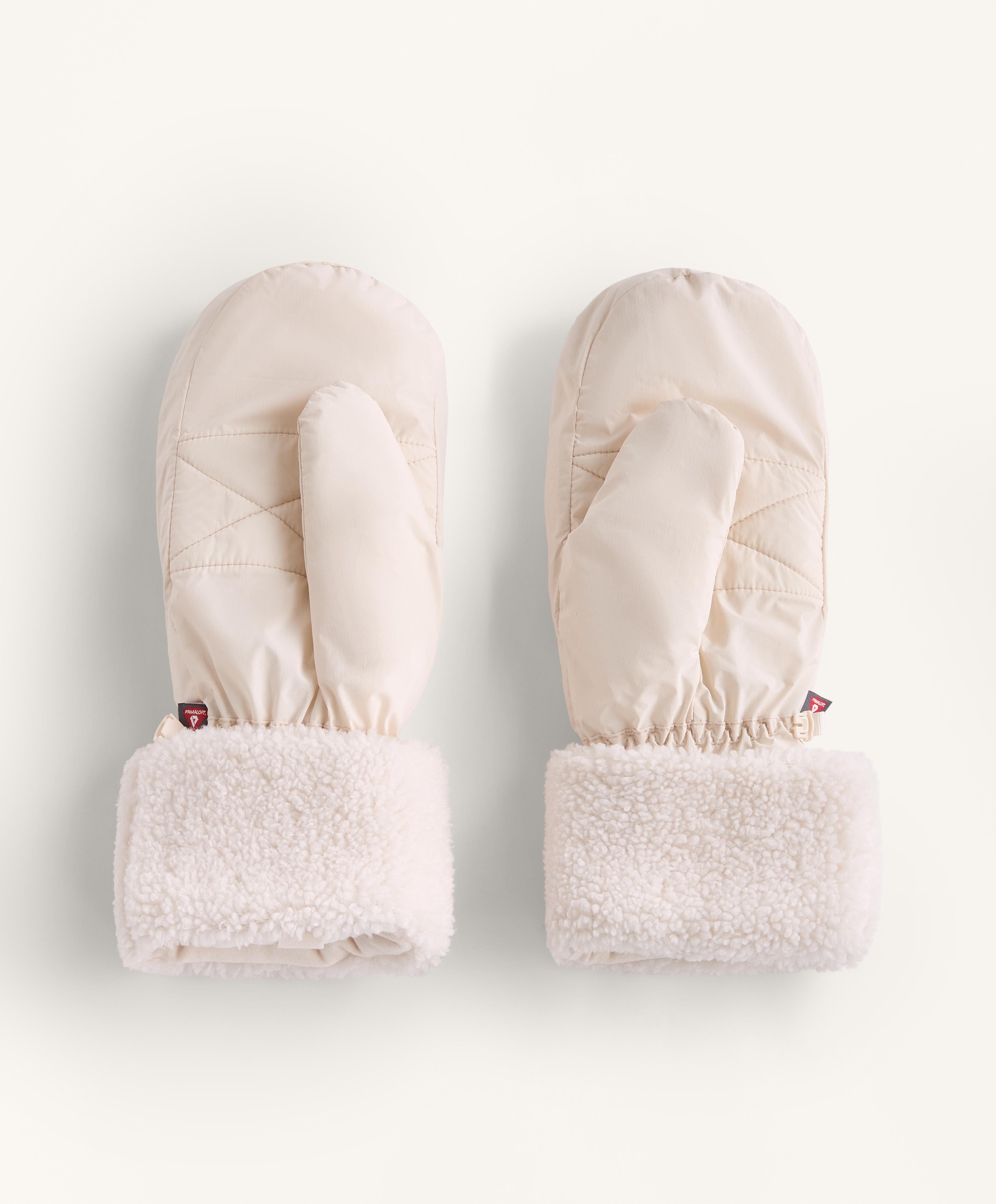 Padded faux-shearling mittens