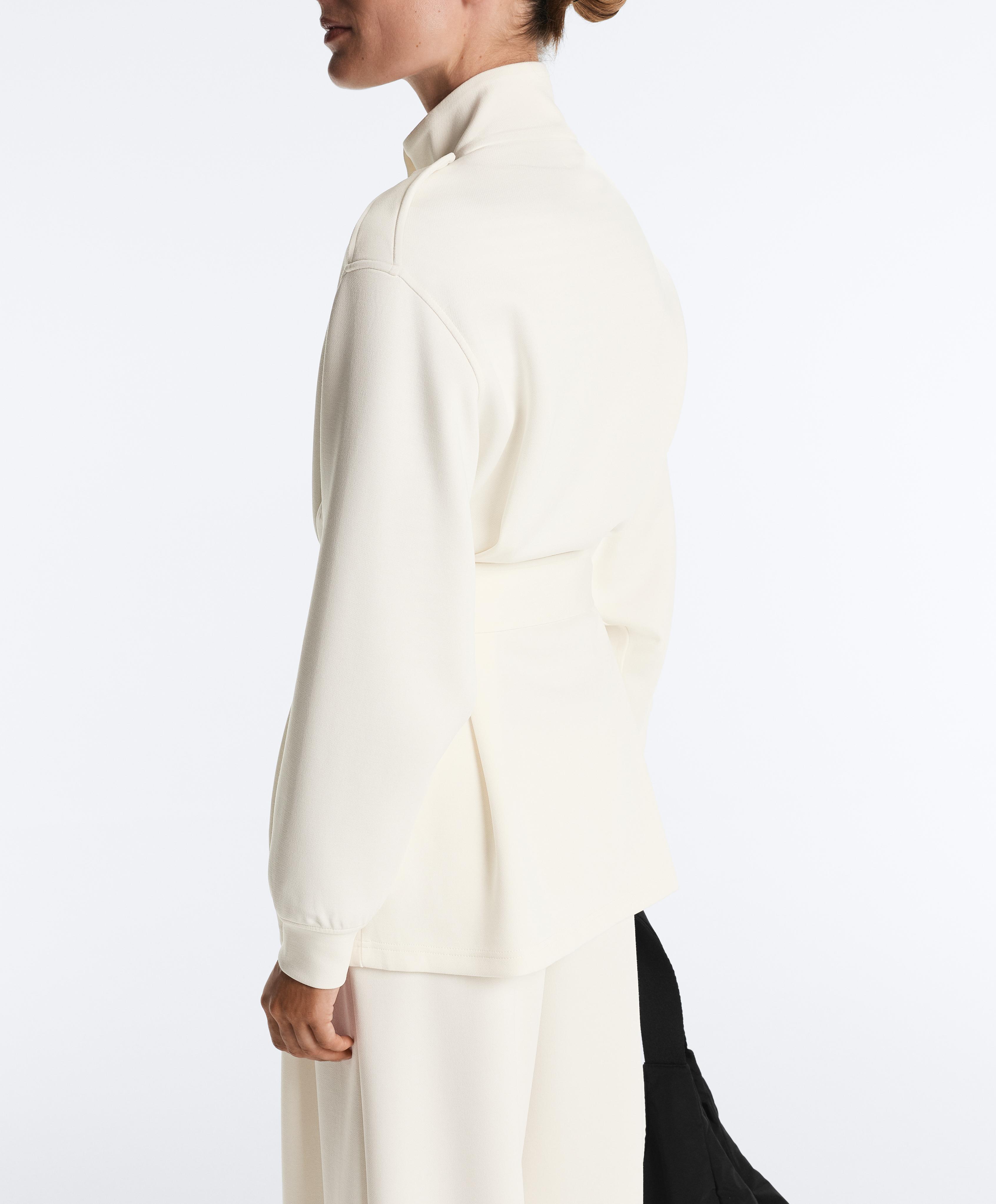Long Utility jacket with twill belt — PALE ECRU