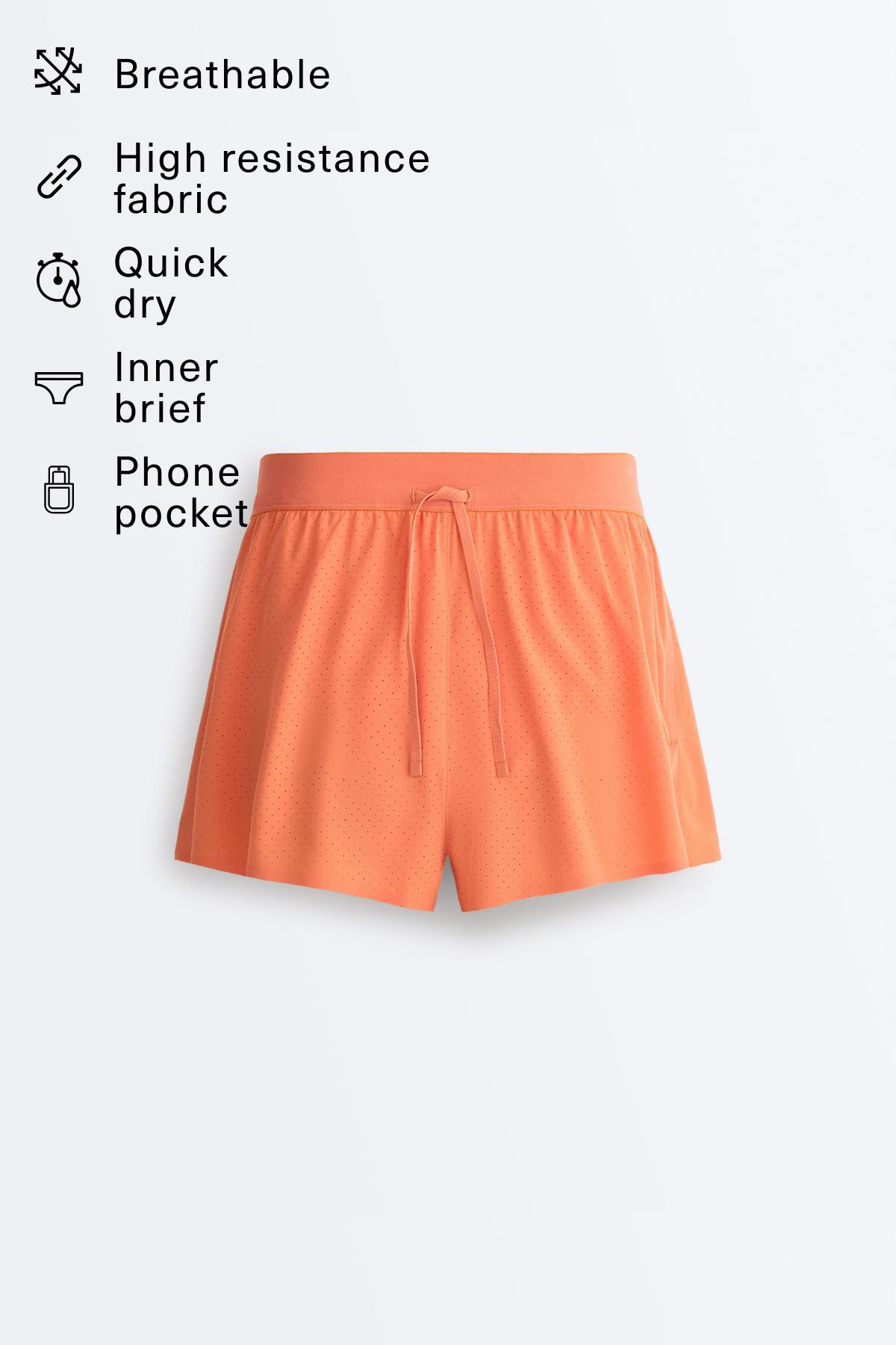 Mid-rise 7cm technical shorts — WASHED ORANGE