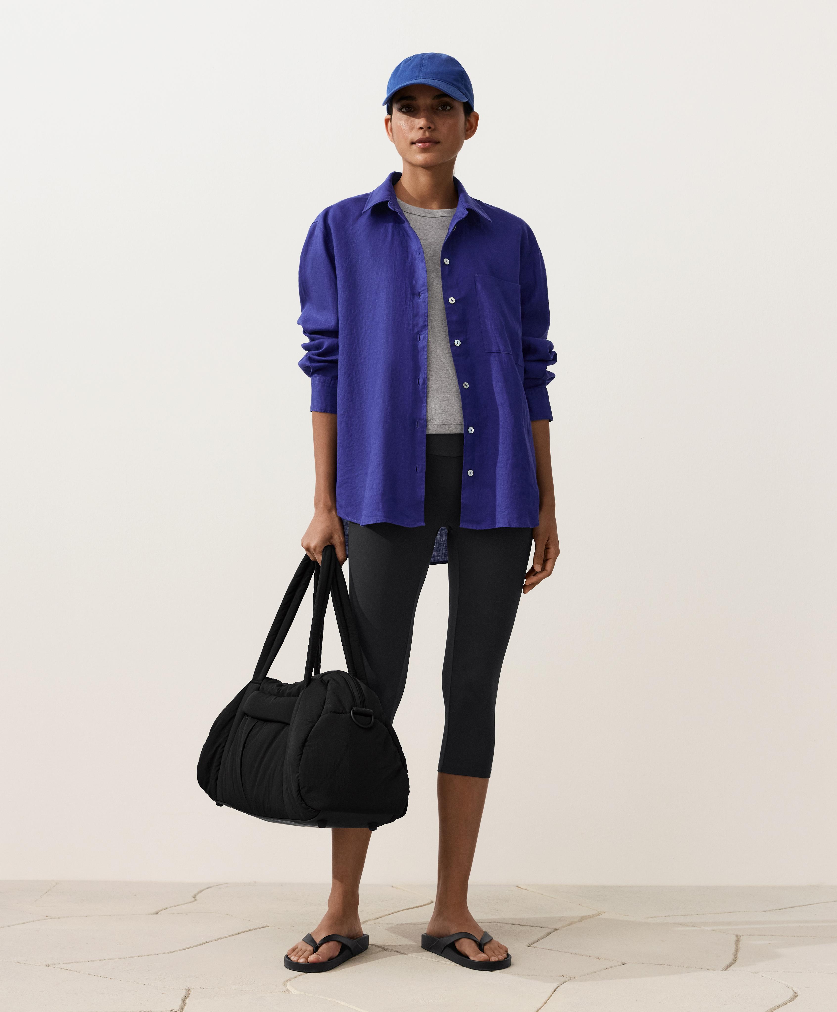 100% linen relaxed shirt — COBALT