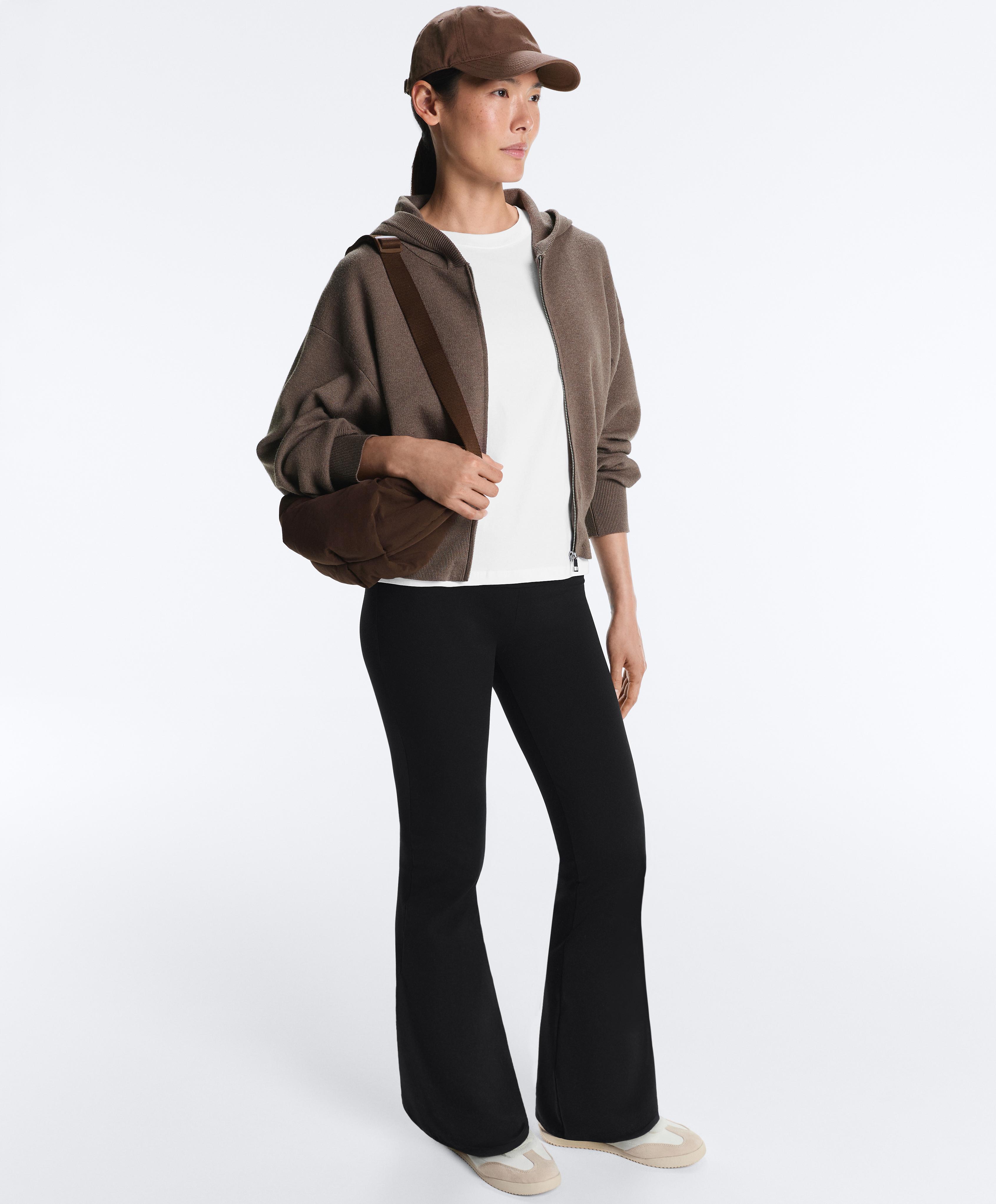 Knit hooded jacket with side details — WASHED TAUPE-MAUVE