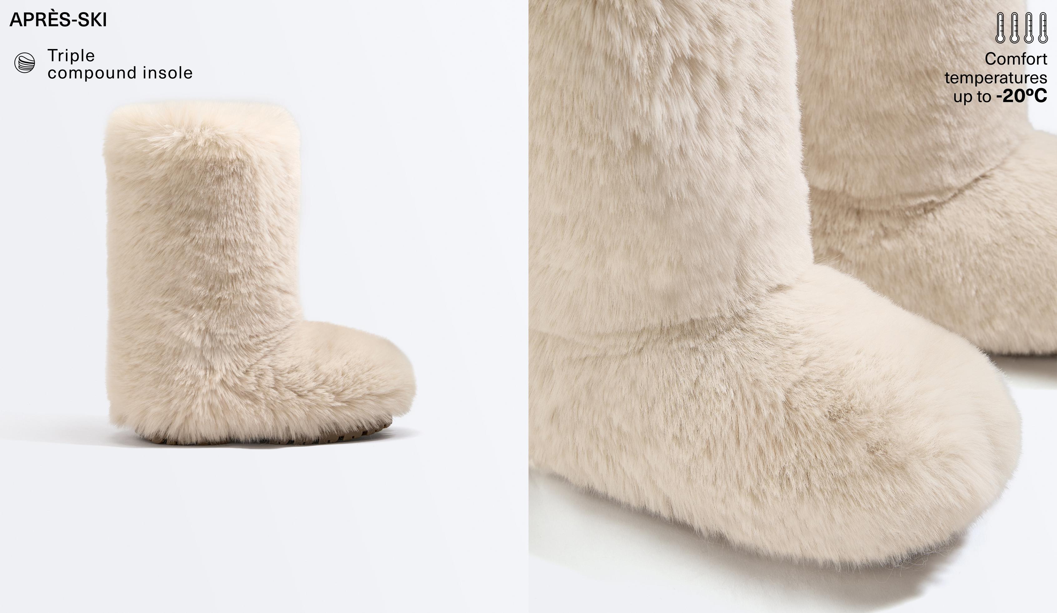 Technical faux-fur effect boot