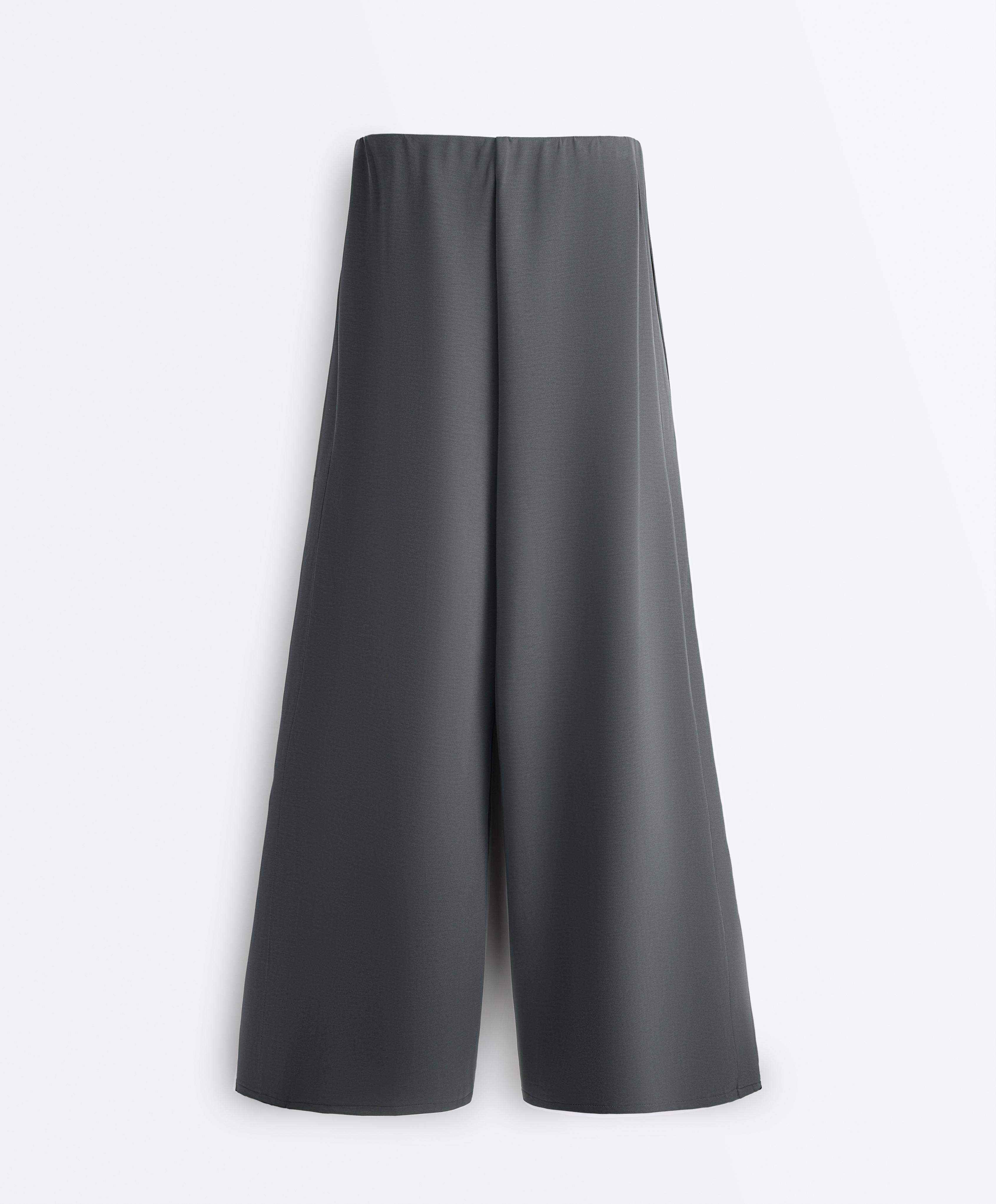 Soft-touch wide-leg trousers with side pleat and modal — ASPHALT