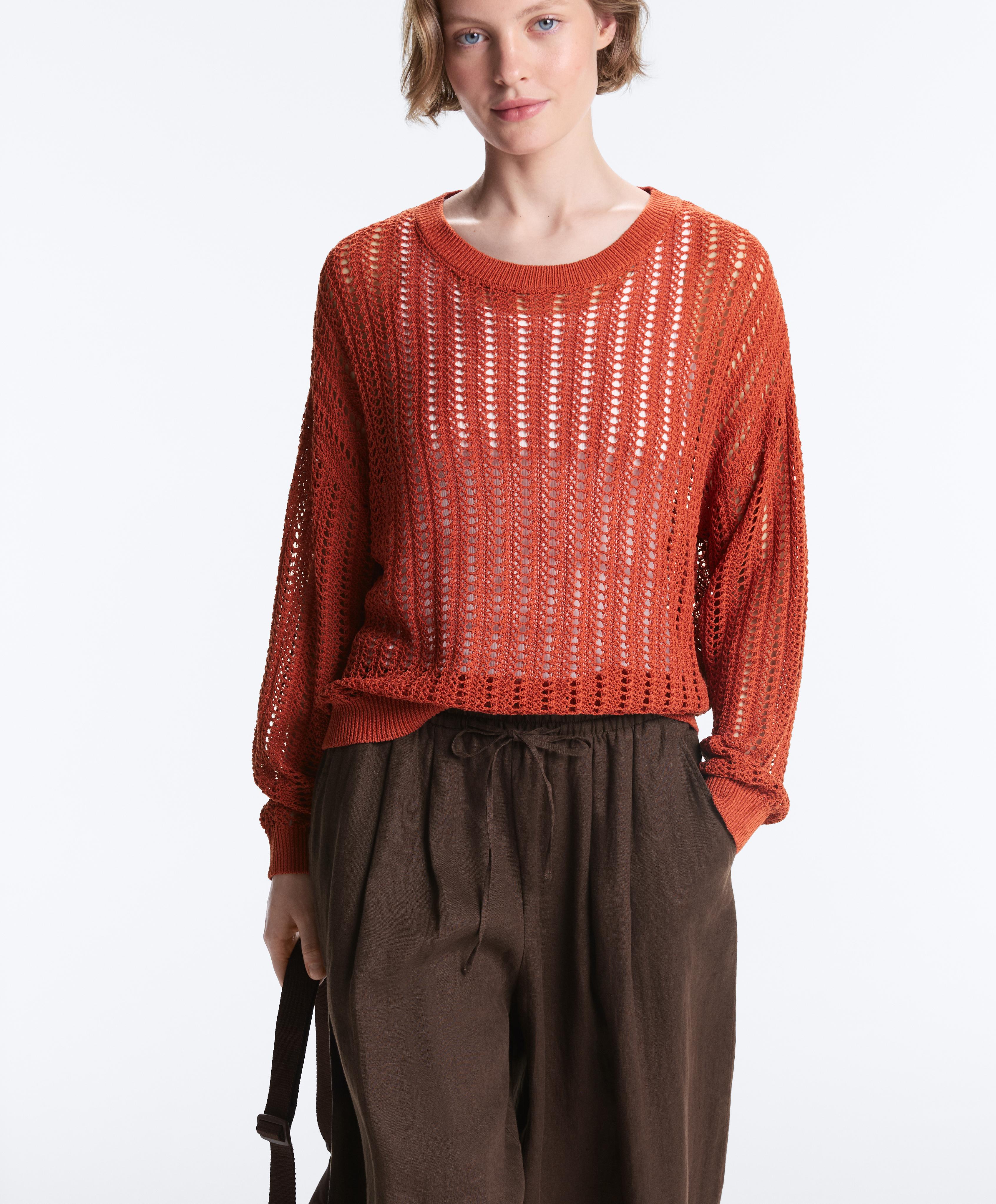 Ажурний светр в рубчик