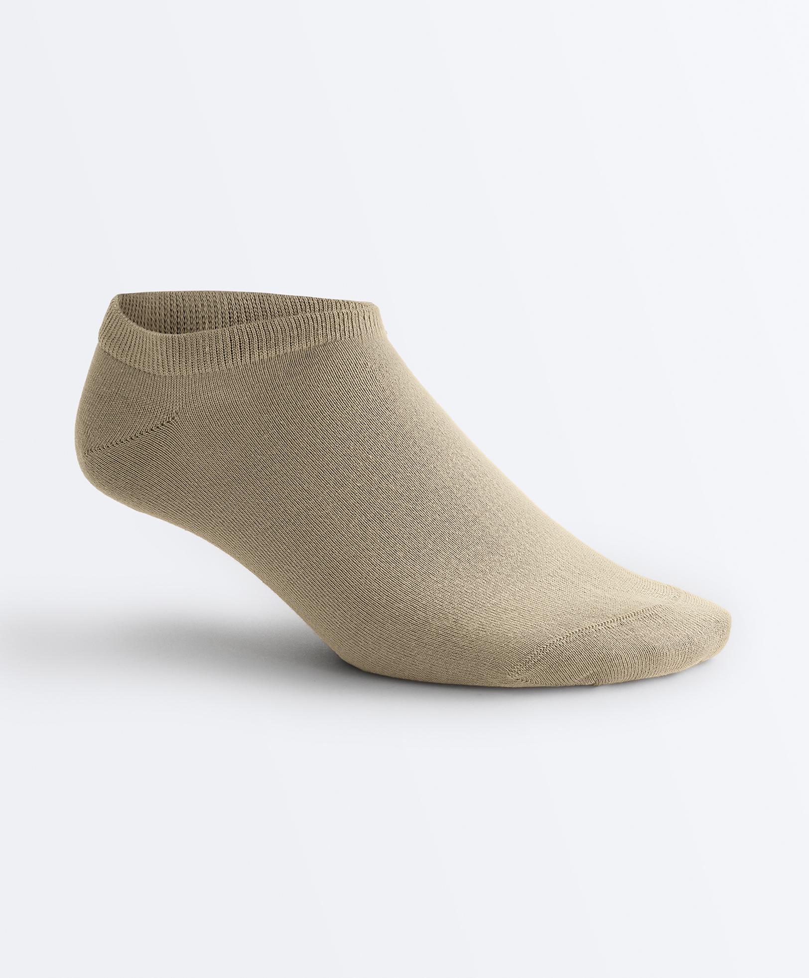 5 pairs of cotton blend sneaker socks — GREEN BEIGE