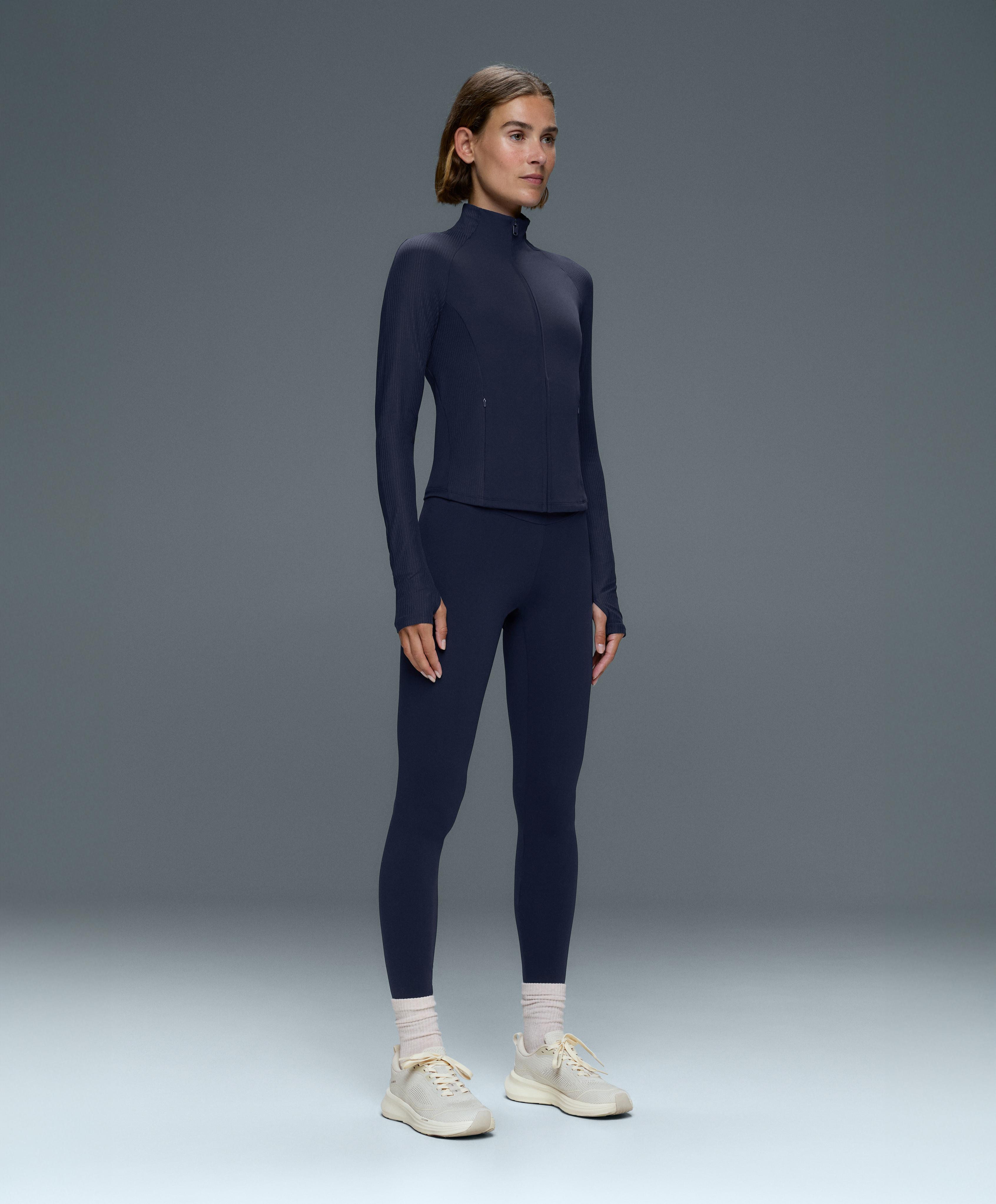 Light warm rib technical jacket — NAVY BLUE