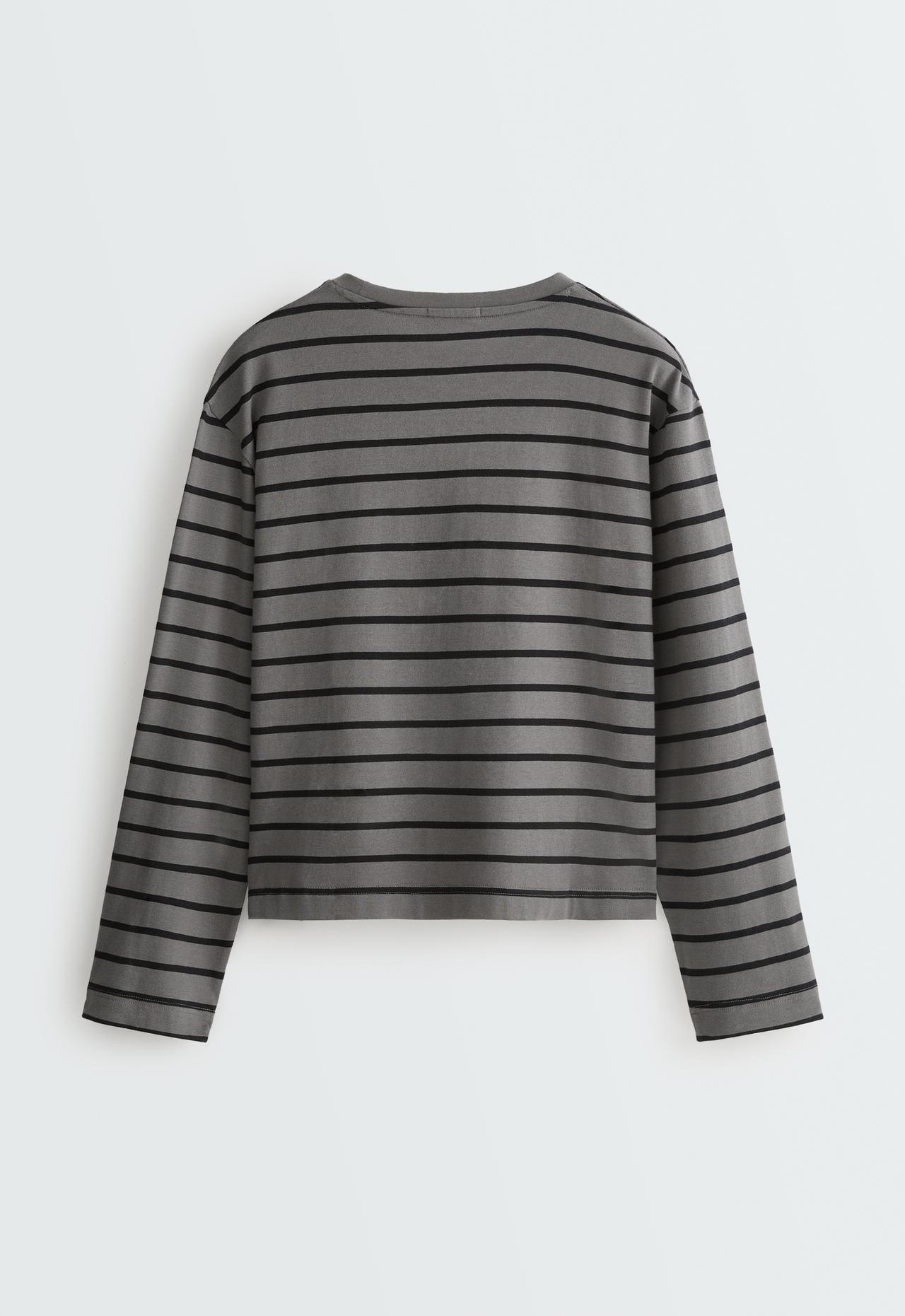 100% cotton Boxy long sleeve T-shirt — CHARCOAL GREY