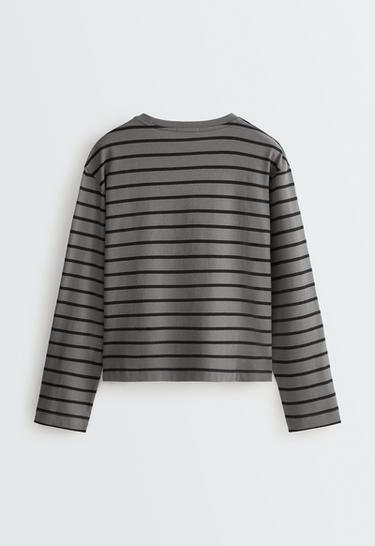100% cotton Boxy long sleeve T-shirt — CHARCOAL GREY 6