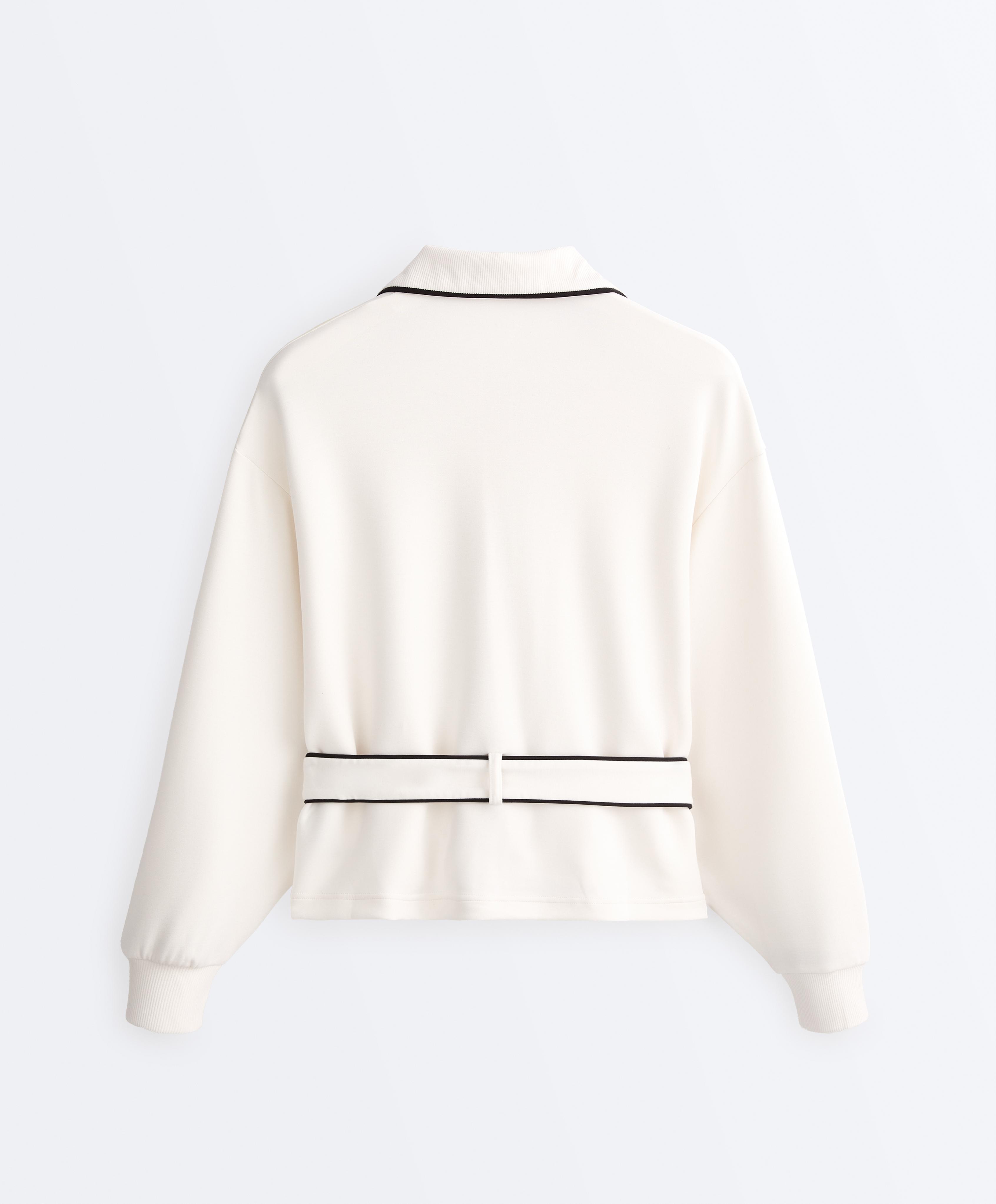 Piping jacket with soft-touch modal — PALE ECRU